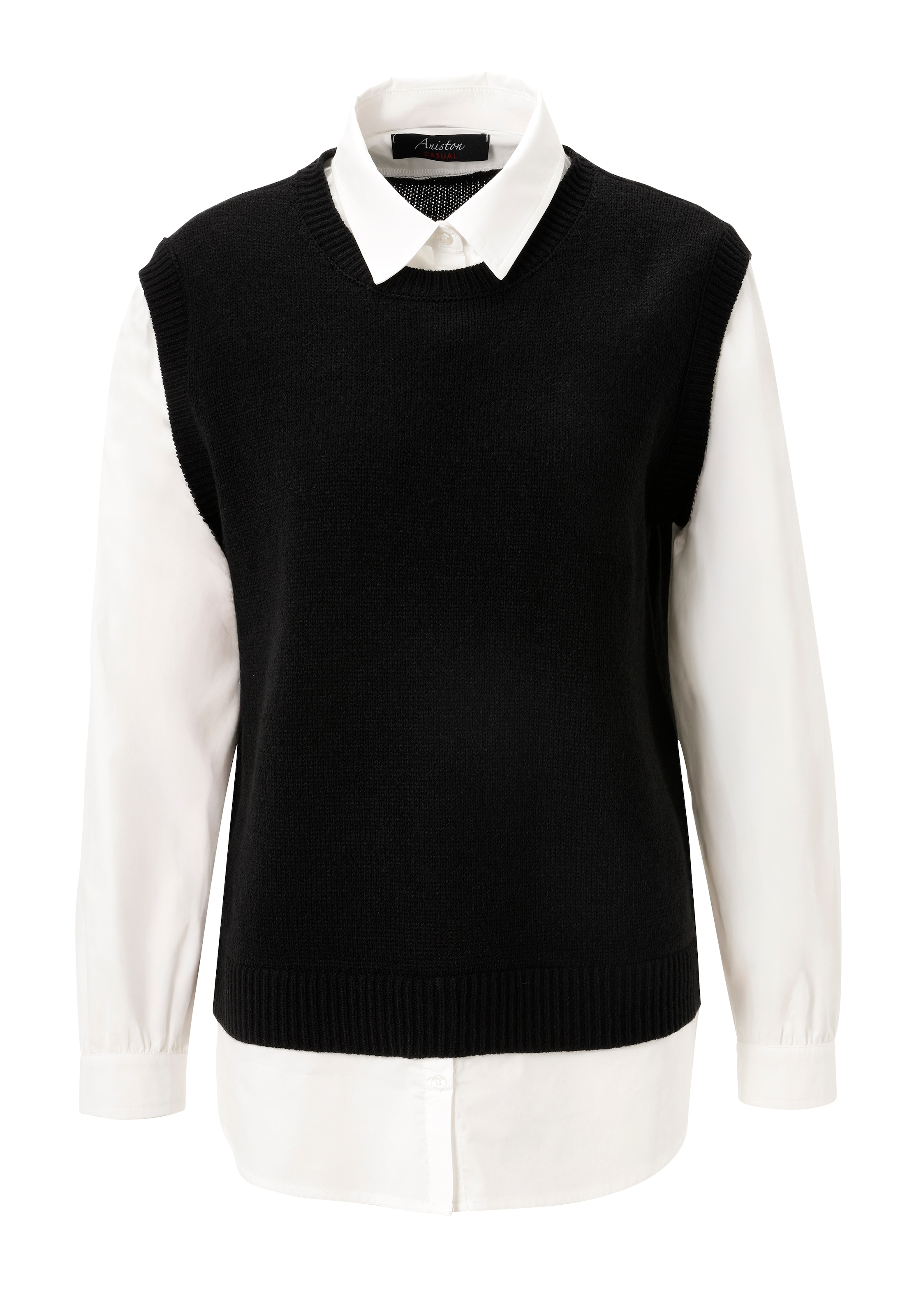 Aniston CASUAL Strickpullover, mit Bluseneinsatz - NEUE KOLLEKTION