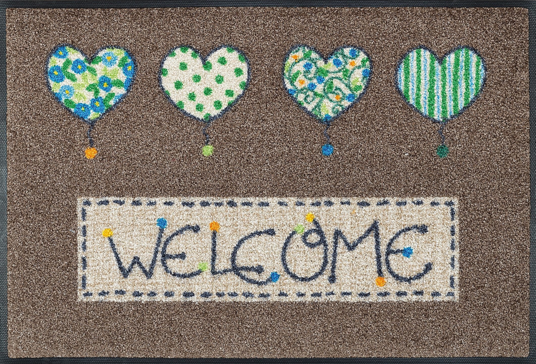 wash+dry by Kleen-Tex Hearts«, Herzen, mit Schmutzfangmatte, Spruch, Motiv waschbar »Welcome | rechteckig, Fußmatte BAUR