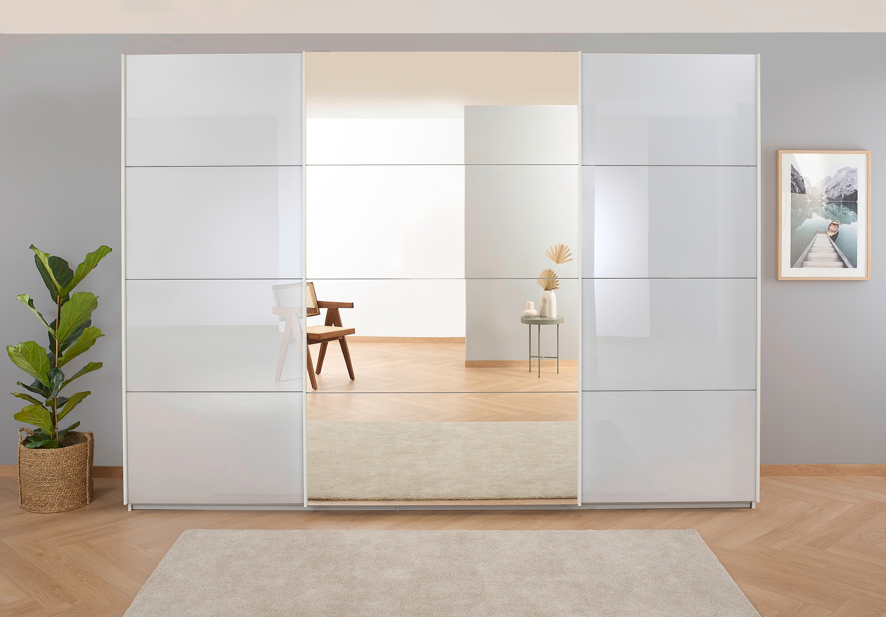 OTTO home Kleiderschrank "Mehrzweckschrank Aktenschrank Möbel Mietswohnung Schlafzimmer KOLUNA" 3 Ausstattungen BASIC/CLASSIC/PREMIUM (inkl. SOFT-CLOSE-FUNKTION), Breiten 203/271/315/360 cm Höhen 210/229 Glas-Front MADE IN GERMANY