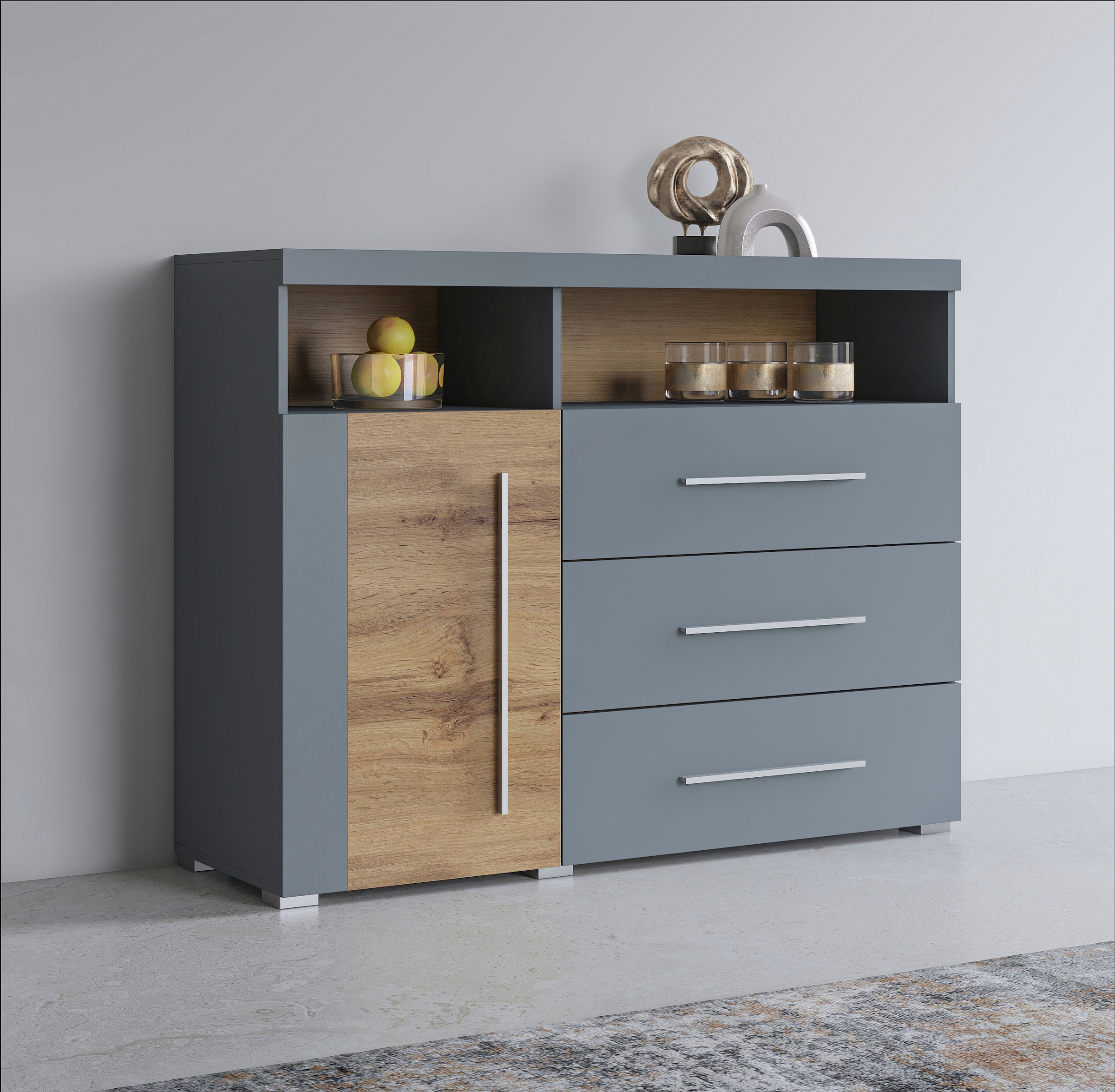 INOSIGN Sideboard "Roger,Breite 120cm, moderne Anrichte mit 3 Schubladen", Kommode mit viel Stauraum, Masse 120x92x38,5 