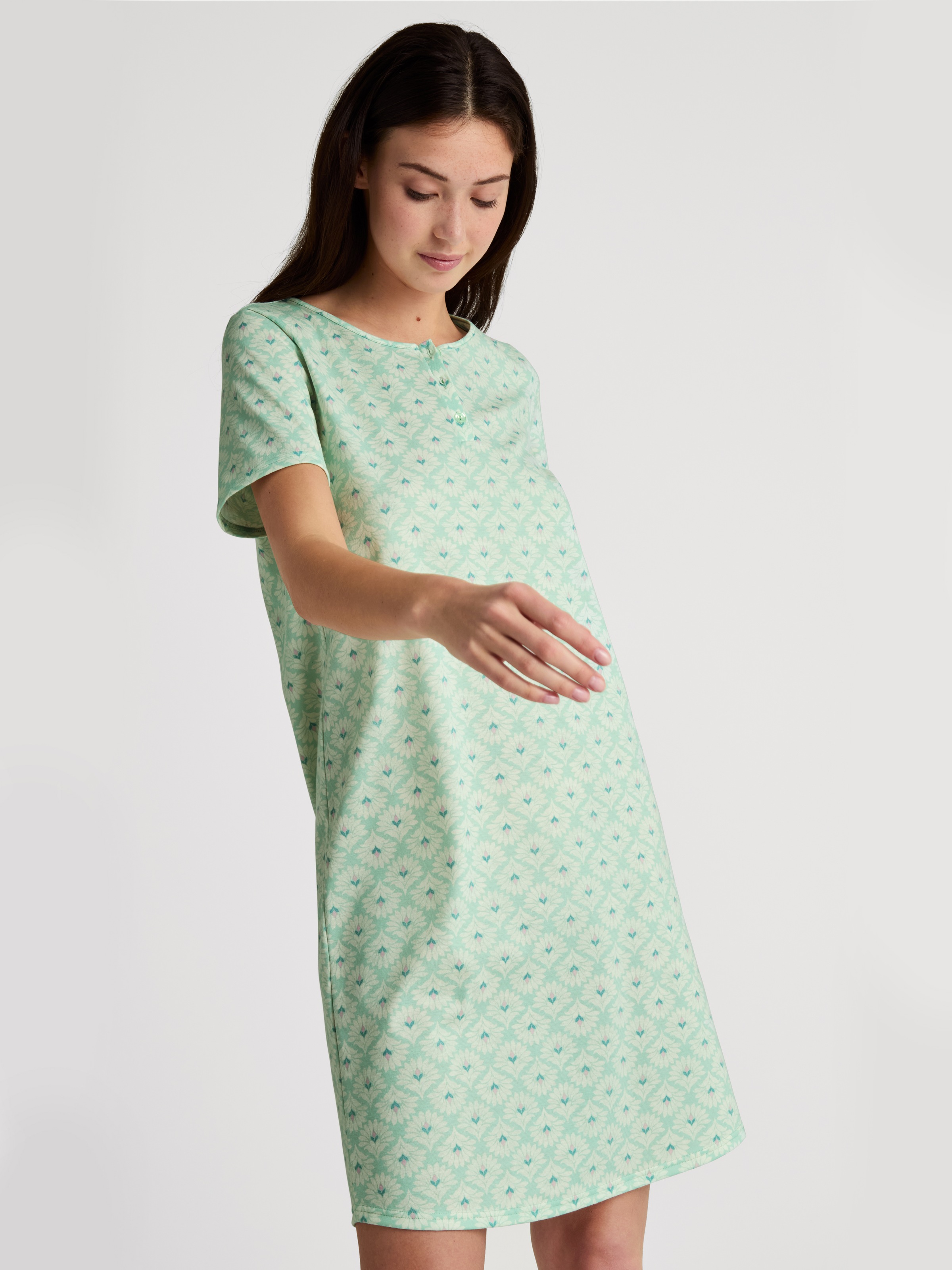 CALIDA Nachthemd, Knopfleiste, Kurzarm, Single Jersey Qualität, weich, Pure günstig online kaufen