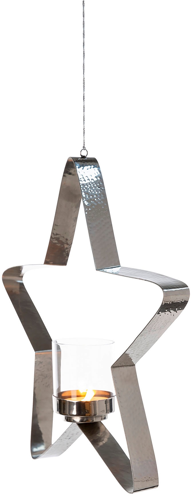 Fink Teelichthalter »STACEY«, (1 St.), Hängewindlicht, sternförmig, aus Edelstahl