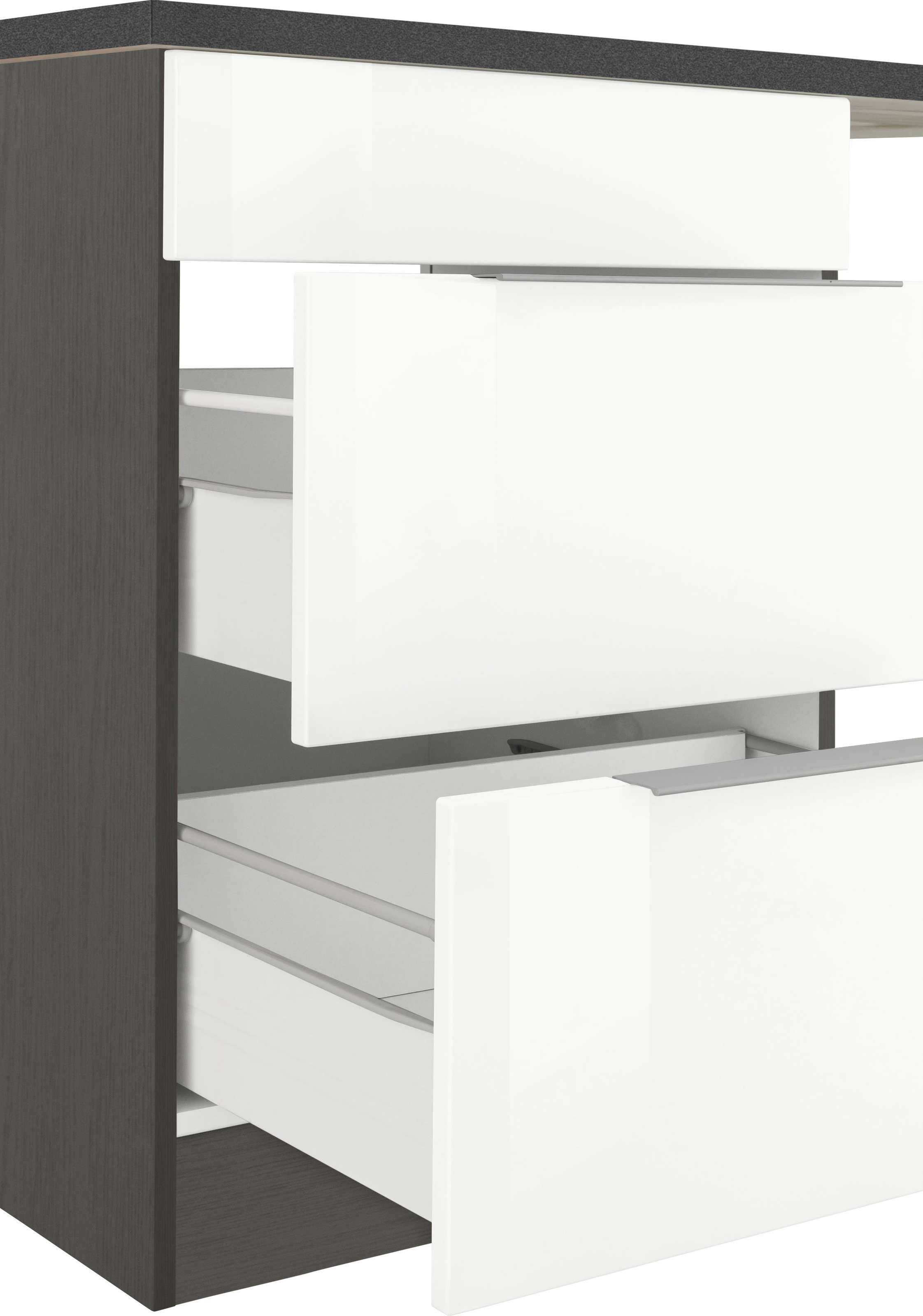 KOCHSTATION Winkelküche »KS-Brindisi Stellbreite 230/170 cm«, wahlweise mit E-Geräten und Induktion, mit MDF-Fronten