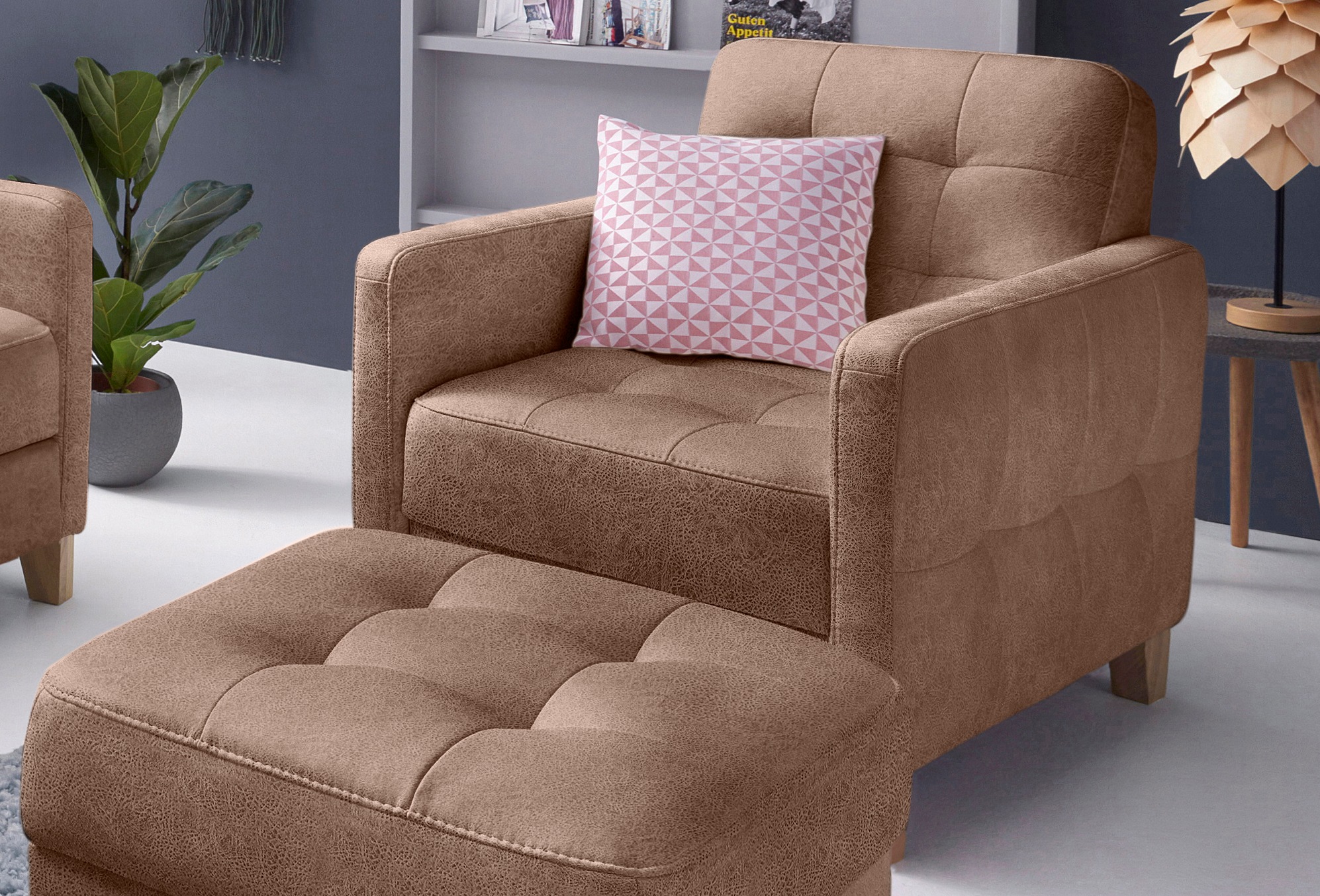 exxpo - sofa fashion Sessel »Elio, Loungesessel, aufwendige Detailverarbeitung, bequem und modern«, hoher Sitzkomfort für entspannende Momente