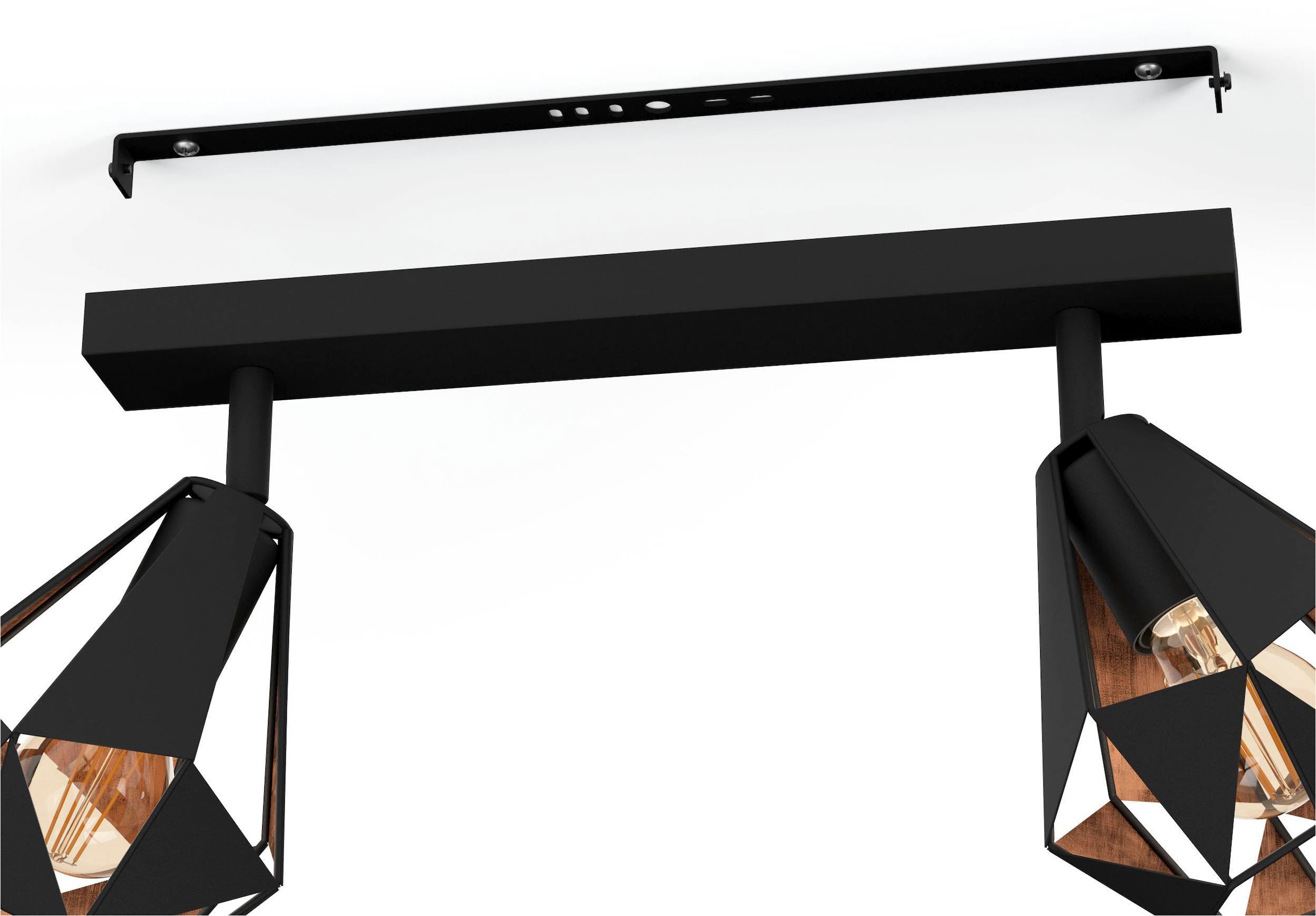 EGLO Deckenleuchte »Carlton 7 Deckenlampe, stahl, Vintage, Industrial Retro, E27, Lampe« E27 1 Stk. CARLTON 7 - Schwarz, Kupfer - L42 x B16 x H25,5 cm - IP20