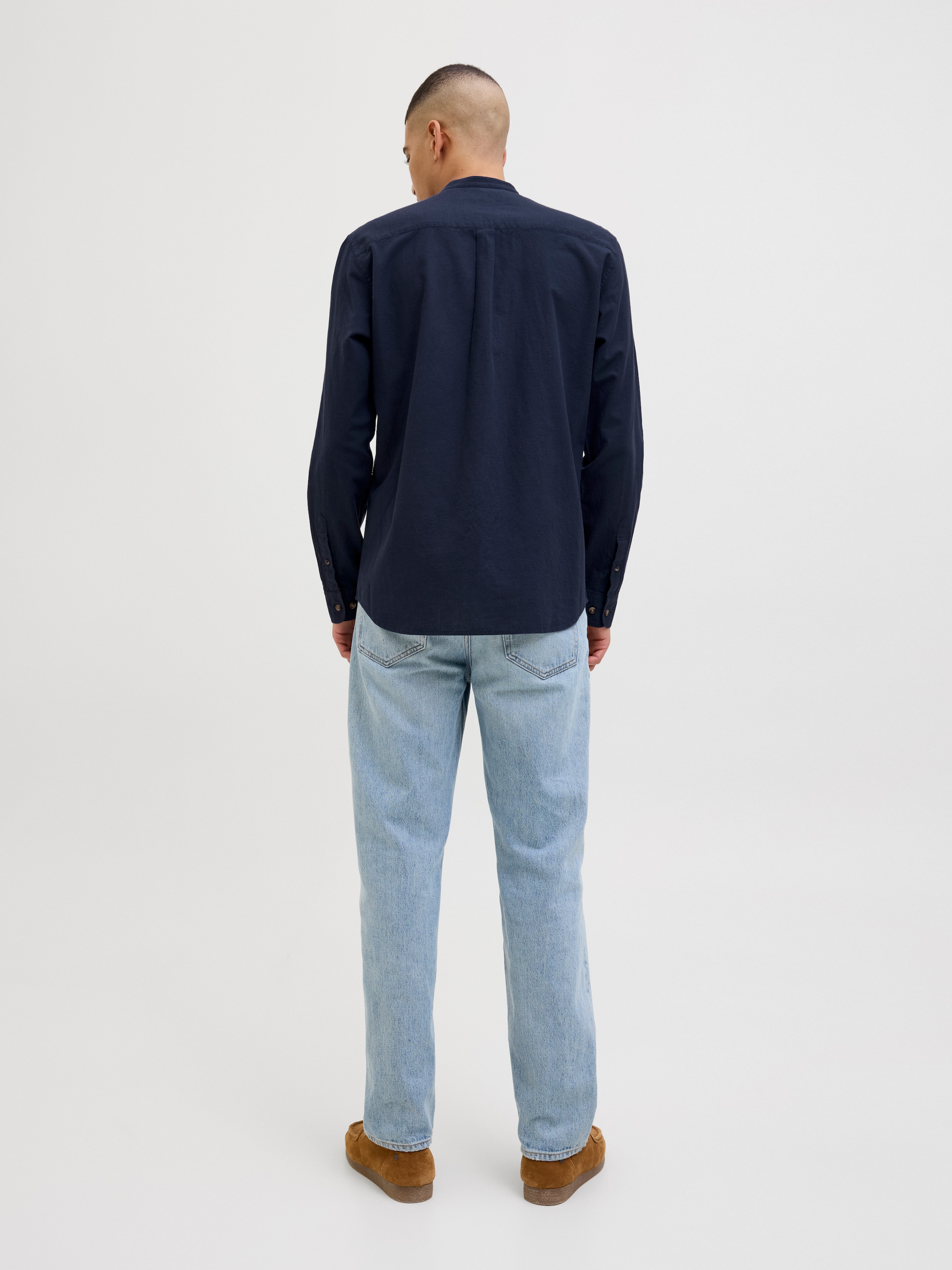 Jack & Jones Langarmhemd »JJESUMMER BAND SHIRT LS SN«, mit Bandkragen