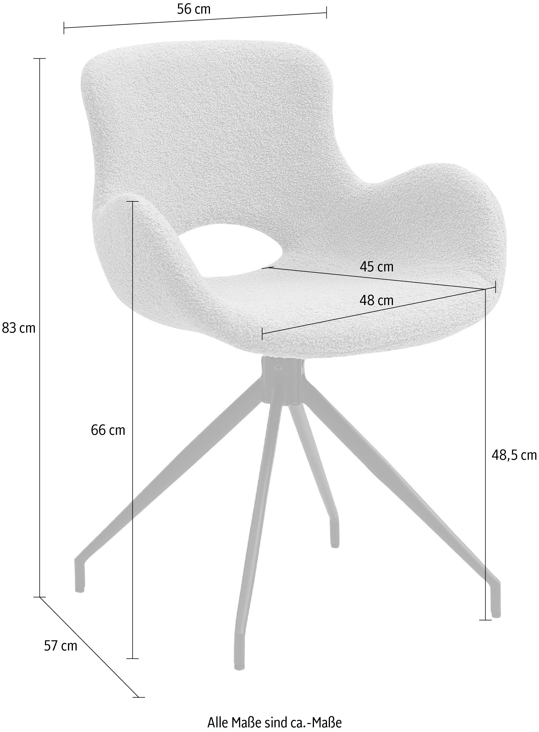 SalesFever Esszimmerstuhl »Stilvoll«, Struktur (100% Polyester), 180° Drehplatte unter der Sitzfläche, mit Rücken Cut-Out
