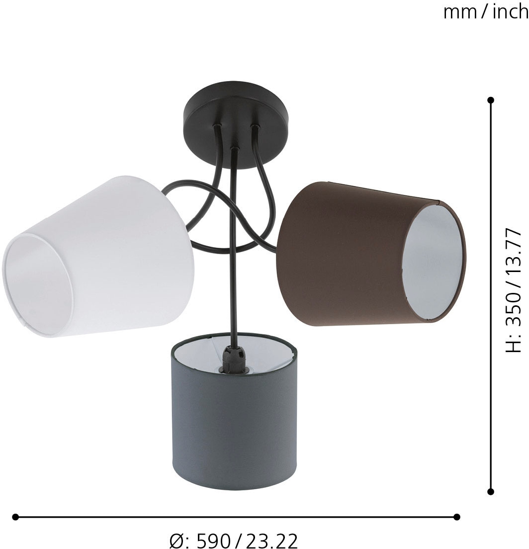 EGLO Deckenleuchte »ALMEIDA«, 3 flammig-flammig, schwarz / Ø59 x H35 cm /  Deckenlampe aus Stoff - Textilschirm | BAUR