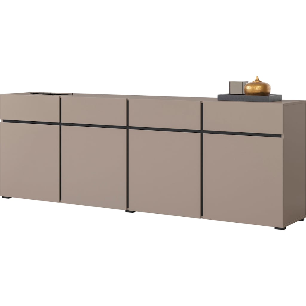 INOSIGN Sideboard »Cross,Breite 225 cm, moderne grifflose Kommode,4 Türen/4 Schubkästen«