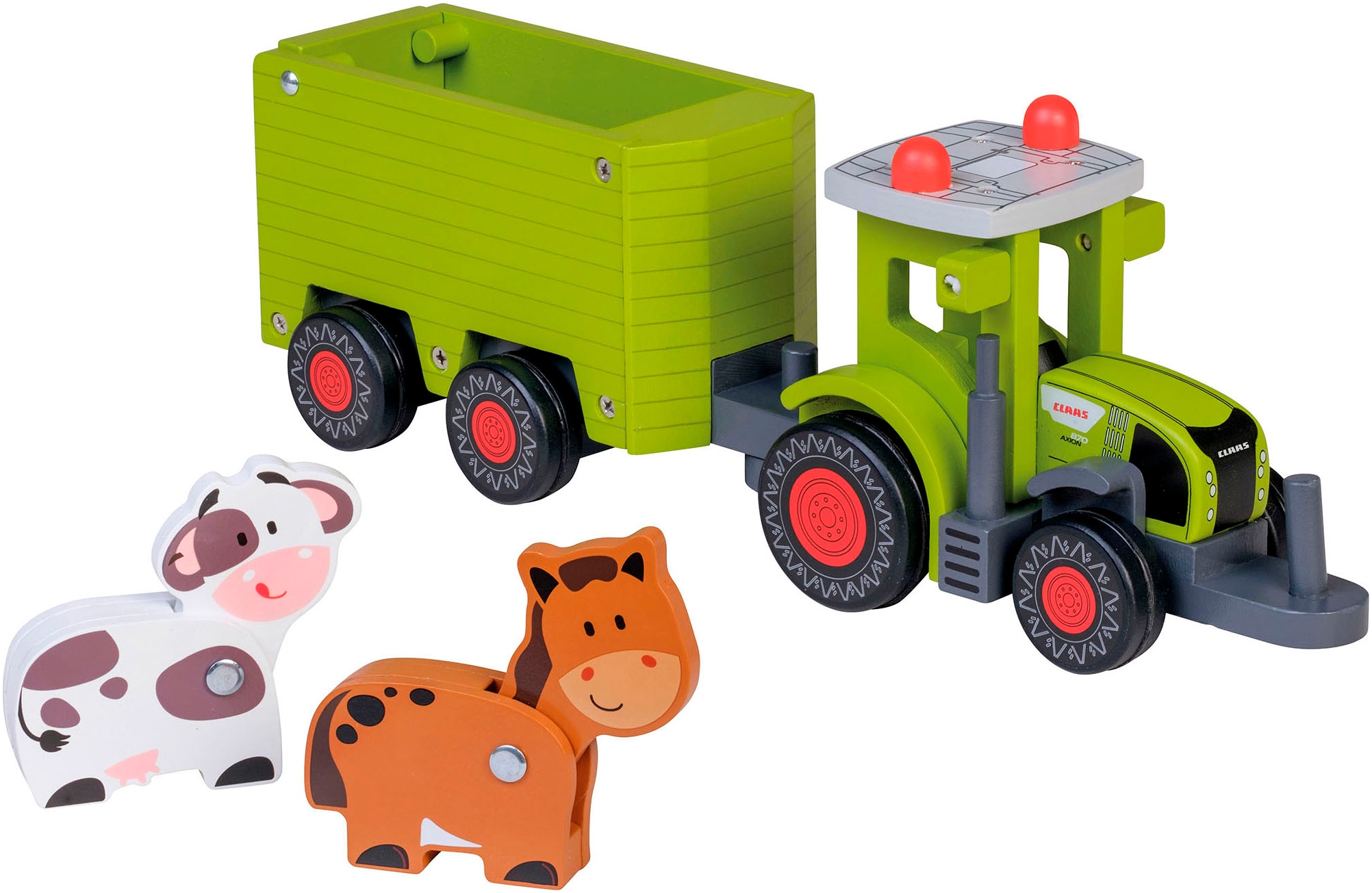 Happy People Spielzeug-Traktor »CLAAS Kids Axion 870«, aus Holz, mit Viehanhänger