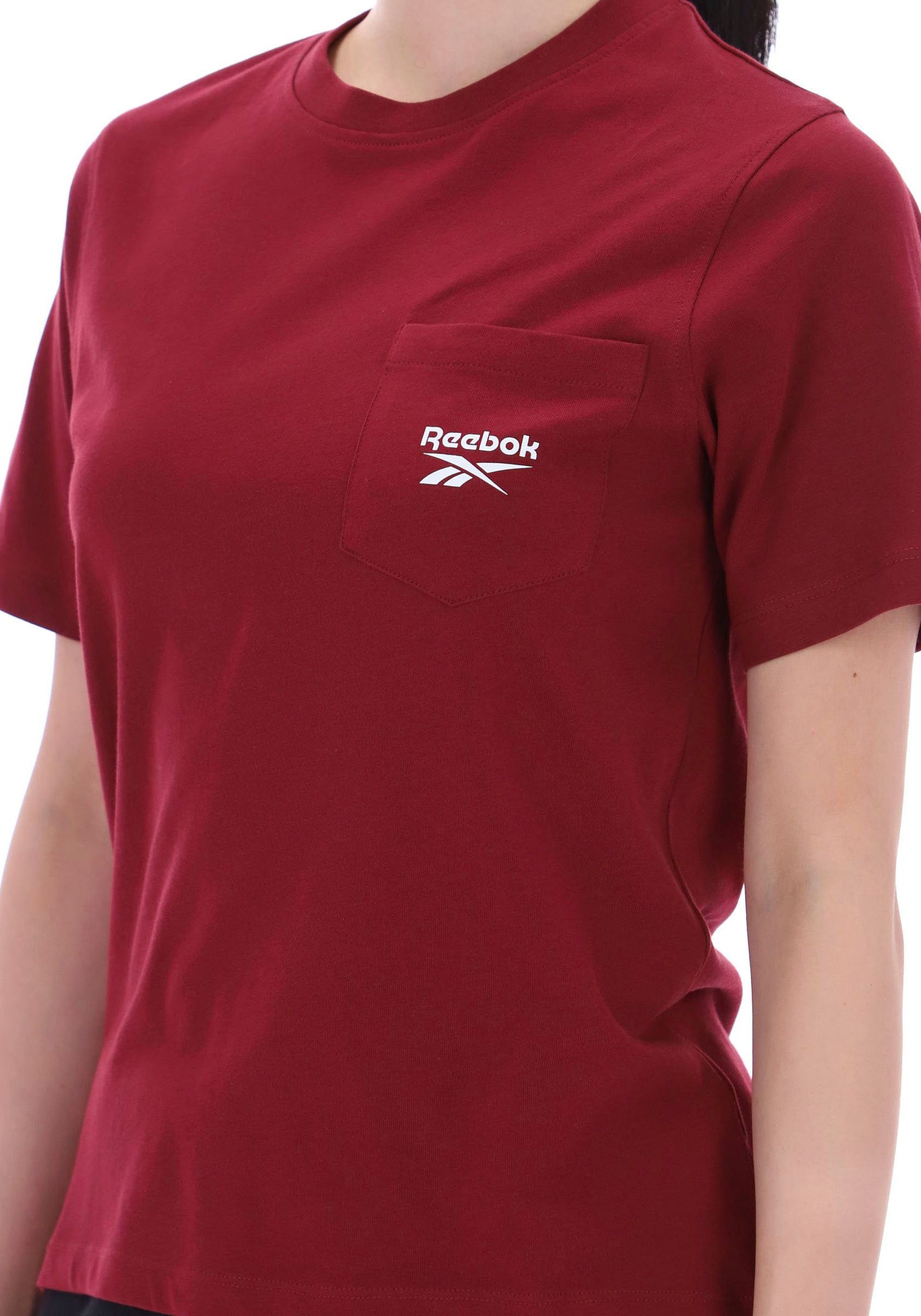 T-Shirt REEBOK "LEX SMALL LOGO CRW SS POCKET TEE", Damen, Gr. M, classic burgundy, Obermaterial: 100% Baumwolle, normal, Rundhals, Shirts T-Shirt 3
