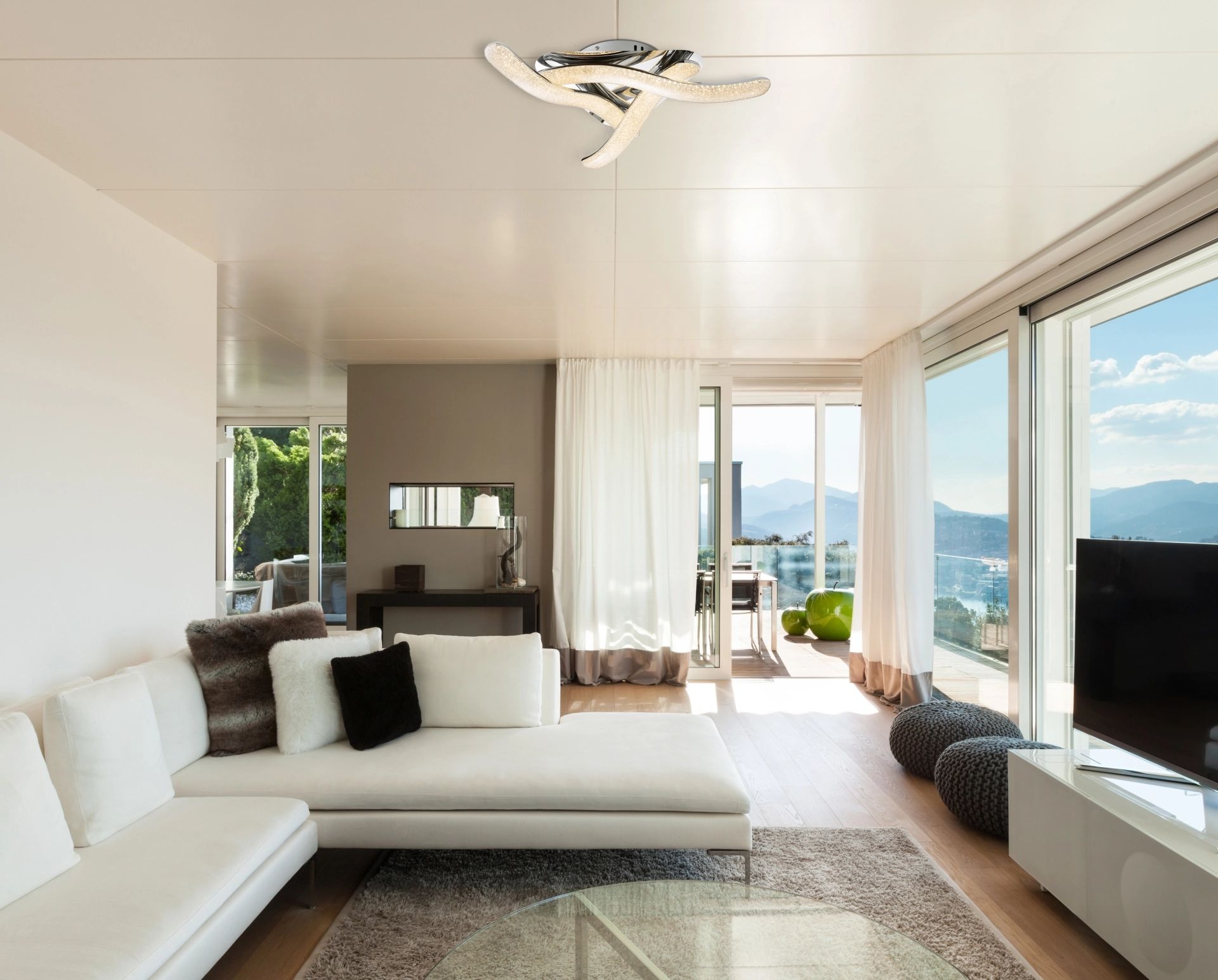 GLOBO LIGHTING LED Deckenleuchte »NABRO«, Leuchtmittel LED-Modul | LED fest integriert, Kristalle, Kristall Lampe, Deckenlampe, Wohnbereich, Schlafzimmer