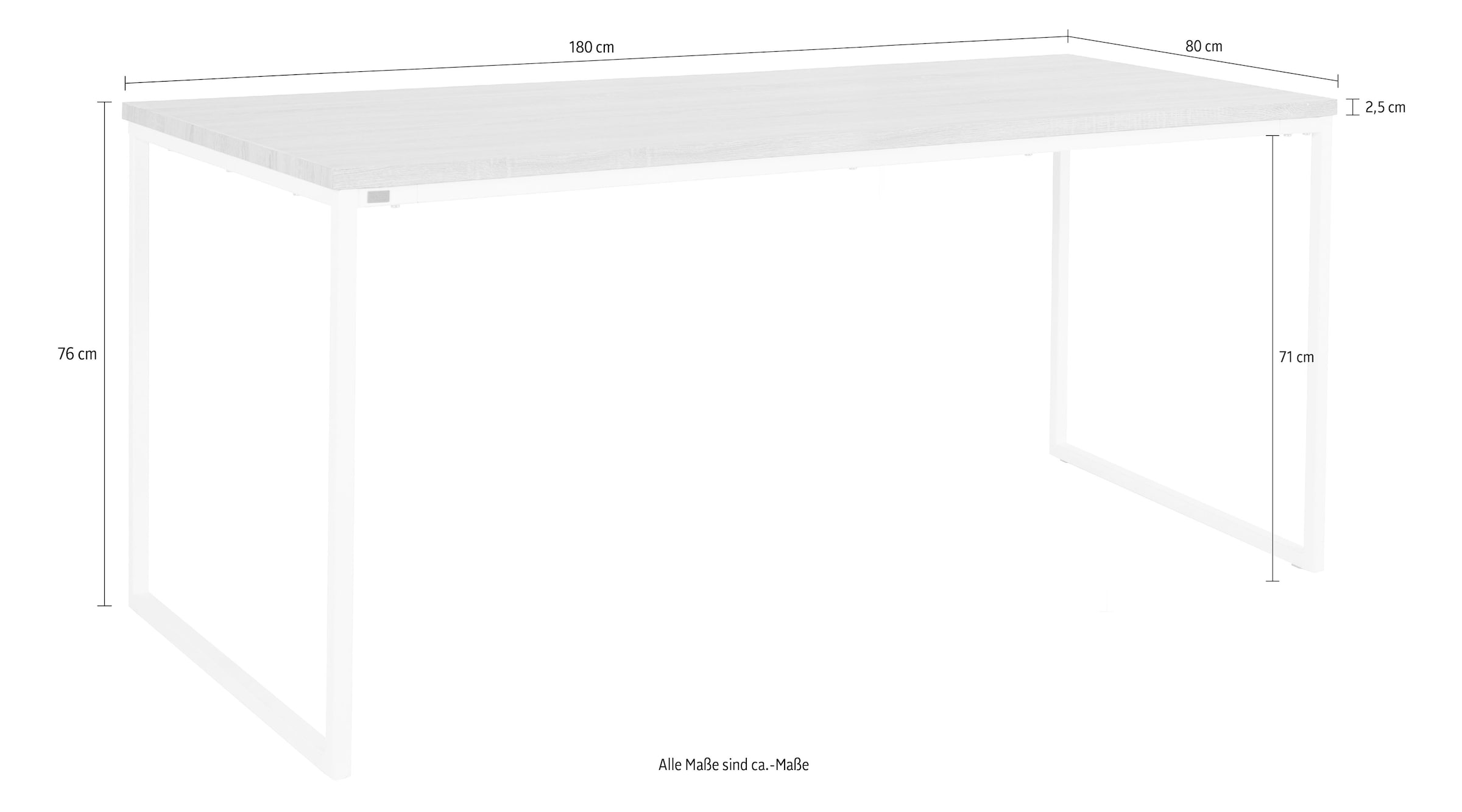 andas Esstisch »Hulsig«, (1 St.), mit Tischplatte in einer Holzoptik und fühlbare Struktur, Höhe 76 cm