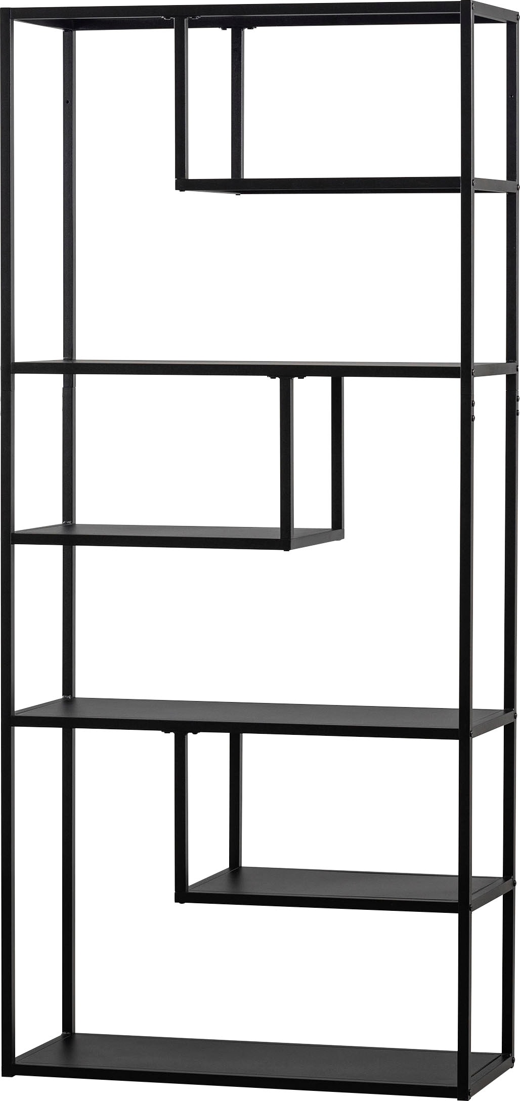 WOOOD Bücherregal "Teun Metall pulverbeschichtet, H 188 x B 85 x T 35 cm" Tragkraft 30 kg pro Boden, Wandbefestigung, Pfleigleicht