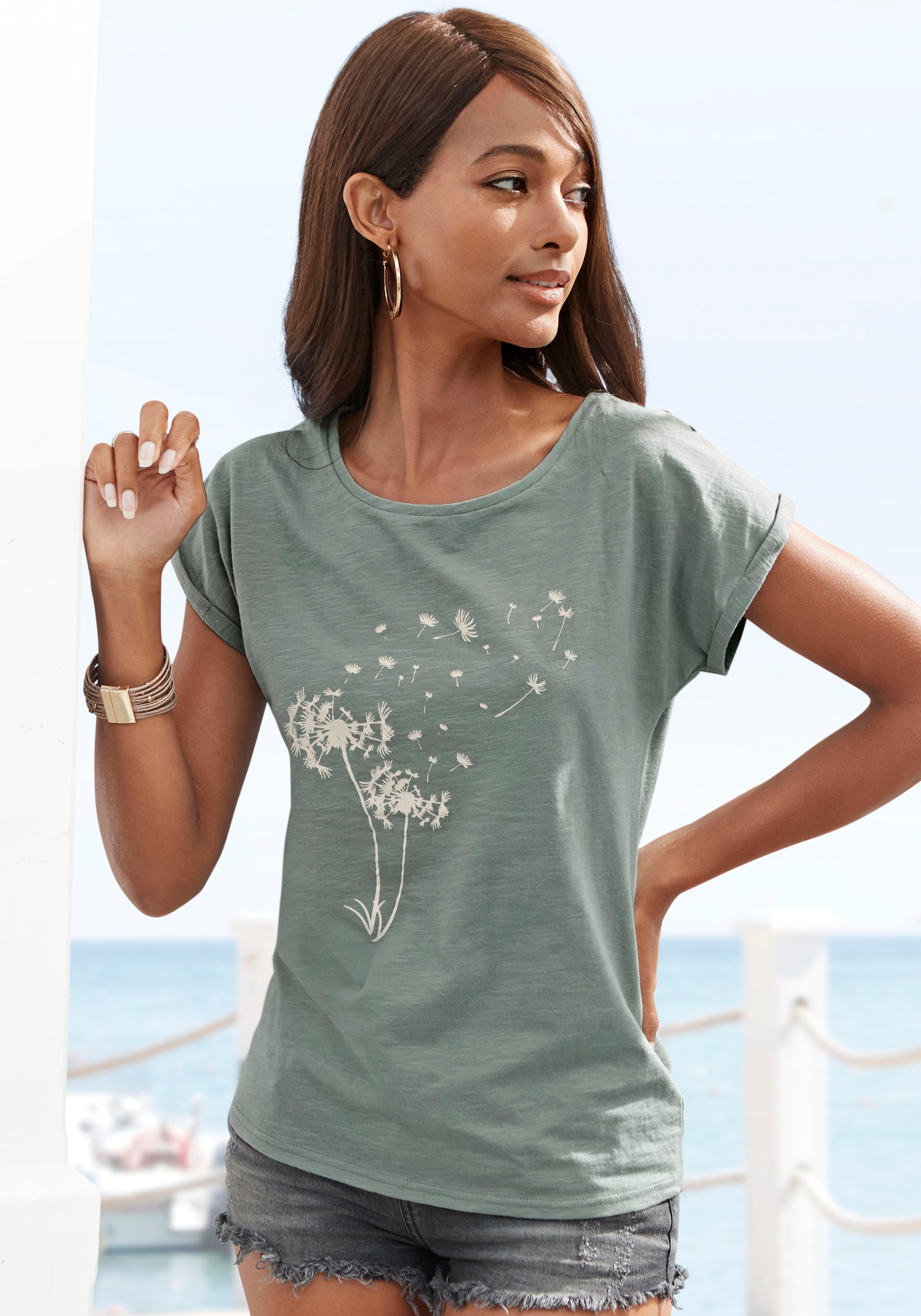 Vivance 1100000002199 "mit Frontdruck "Pusteblume"" Sommershirt aus reiner Baumwolle mit Pusteblumen Print