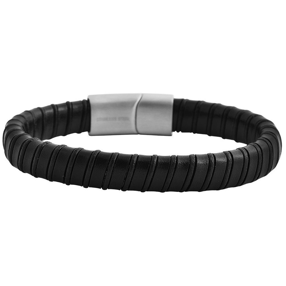 Armreif ADELIA´S "Unisex Armband – Armreif aus Leder 21,5 cm", schwarz, Armbänder, Damen, 22cm, Leder, Armreif, Zum Verschenken – ideal zum einfach so