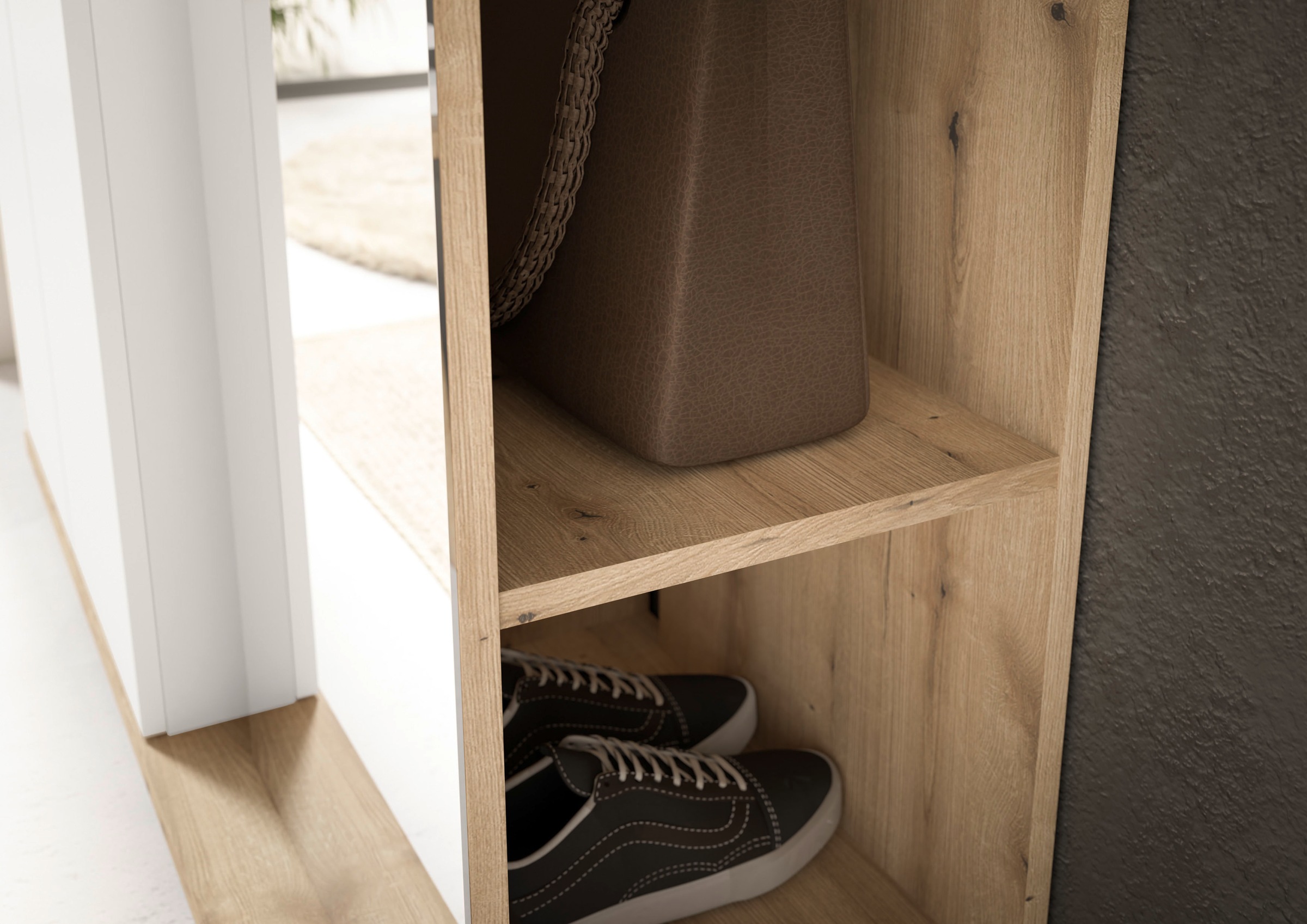 HBZ Garderoben-Set »Kompaktgarderobe, BxHxT 105x188x38 cm mit Spiegel«, (2 St.), Breite 105cm, Softclose, Melaminbeschichtet