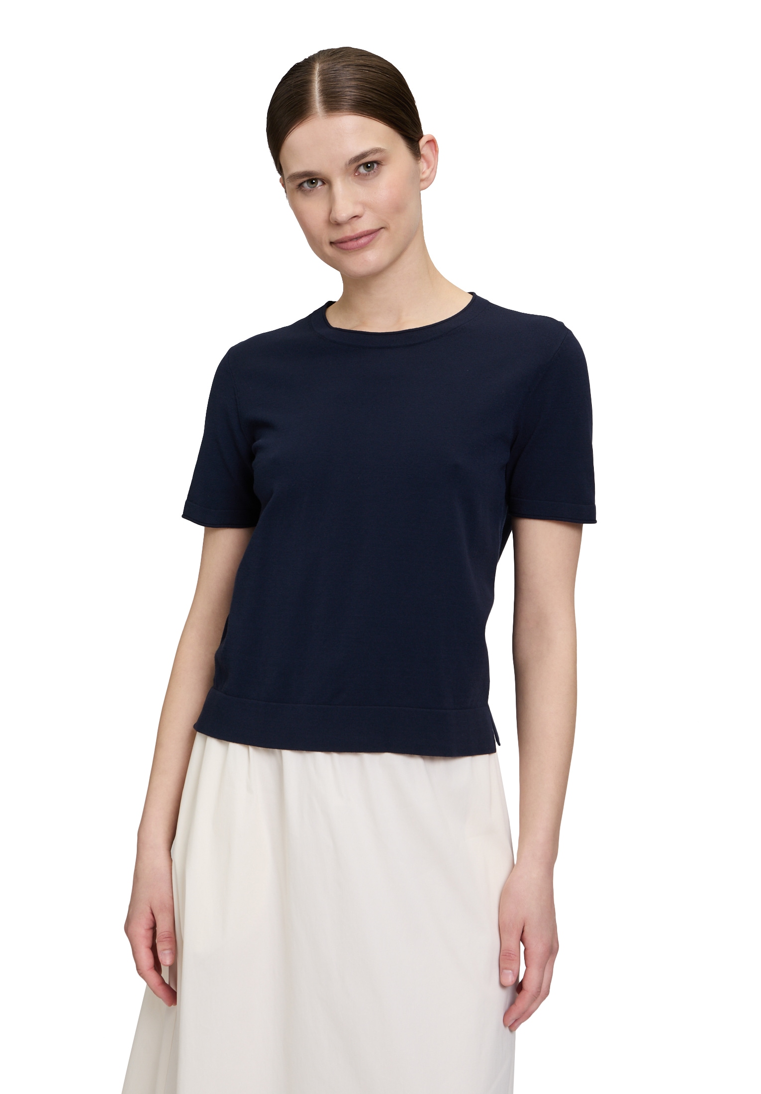 Vera Mont Kurzarmshirt "Vera Mont Damen Feinstrickpullover mit Rundhalsauss günstig online kaufen