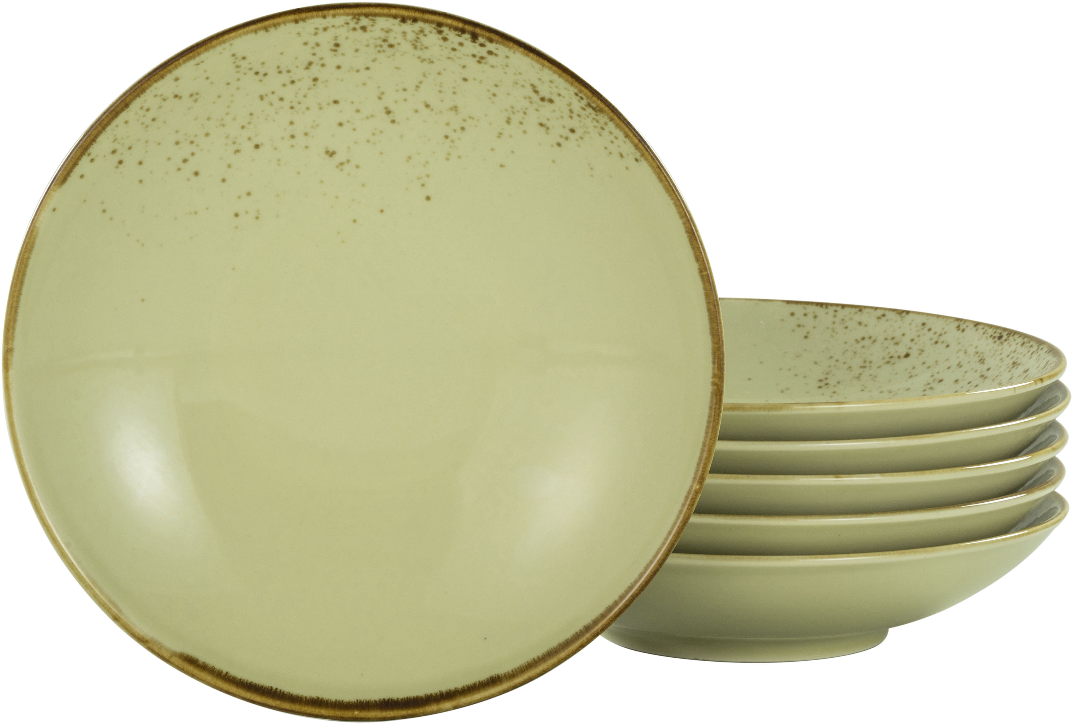 CreaTable Suppenteller "Essteller NATURE COLLECTION" Teller Set für 6 Personen, Ø 22 cm, Steinzeug, tiefe Teller