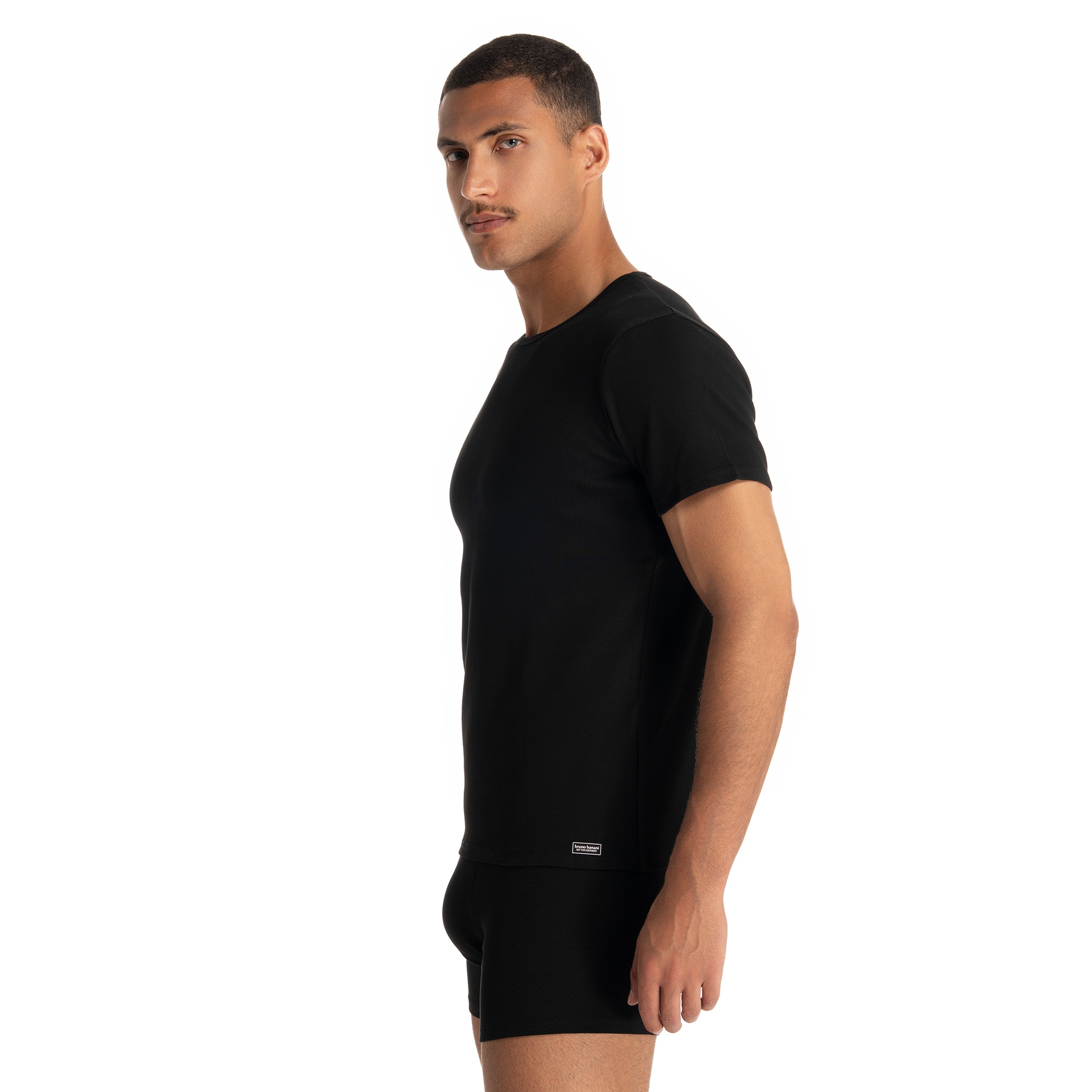Bruno Banani Rundhalsshirt »FINE RIB«, Feinripp, Kurzarm