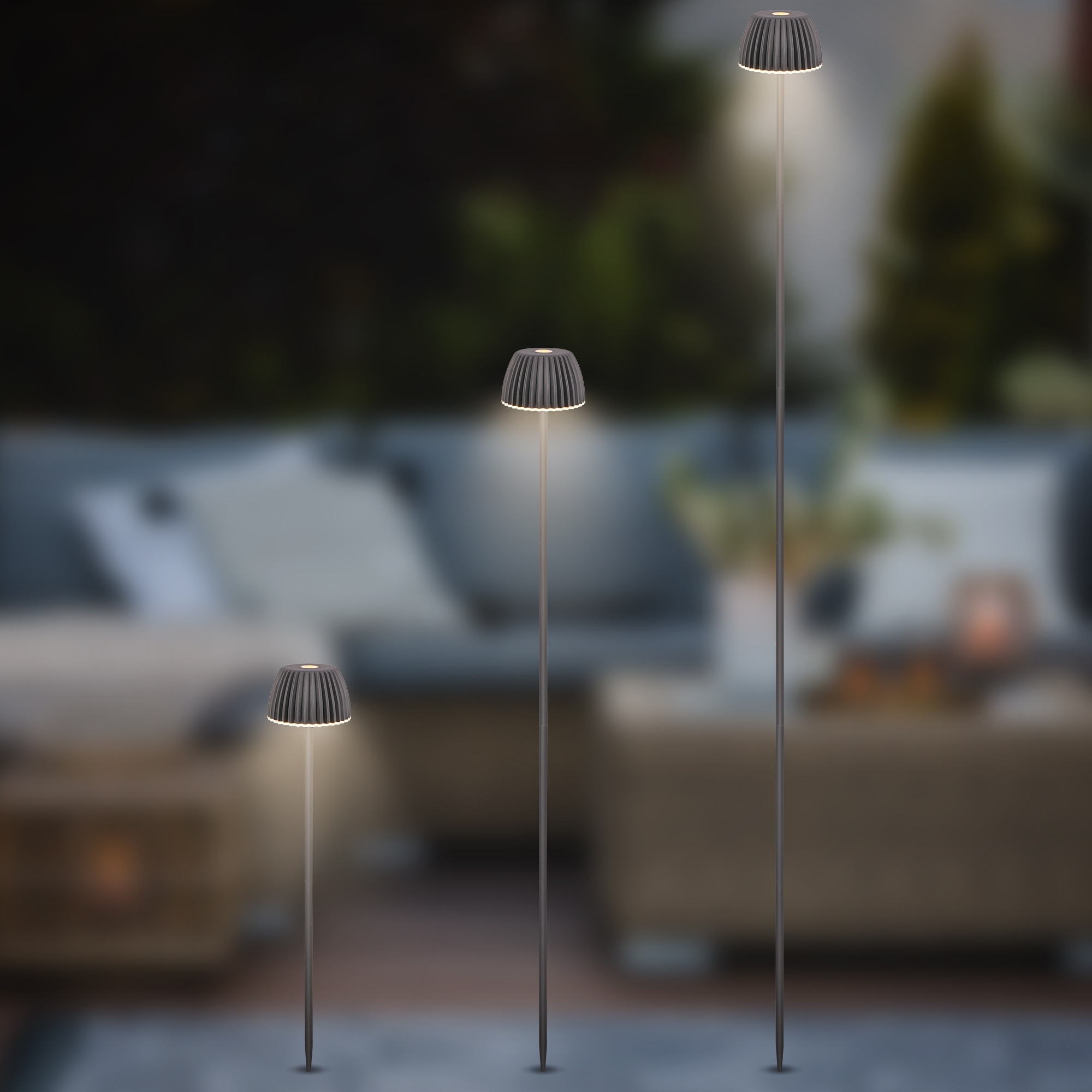 Briloner Leuchten LED Außen-Tischleuchte »RIFFLE« LED-Modul 1 Stk. Warmweiß 6x78,5 cm, 2er-Set, Akku tauschbar, Outdoor, Balkon, Terrasse