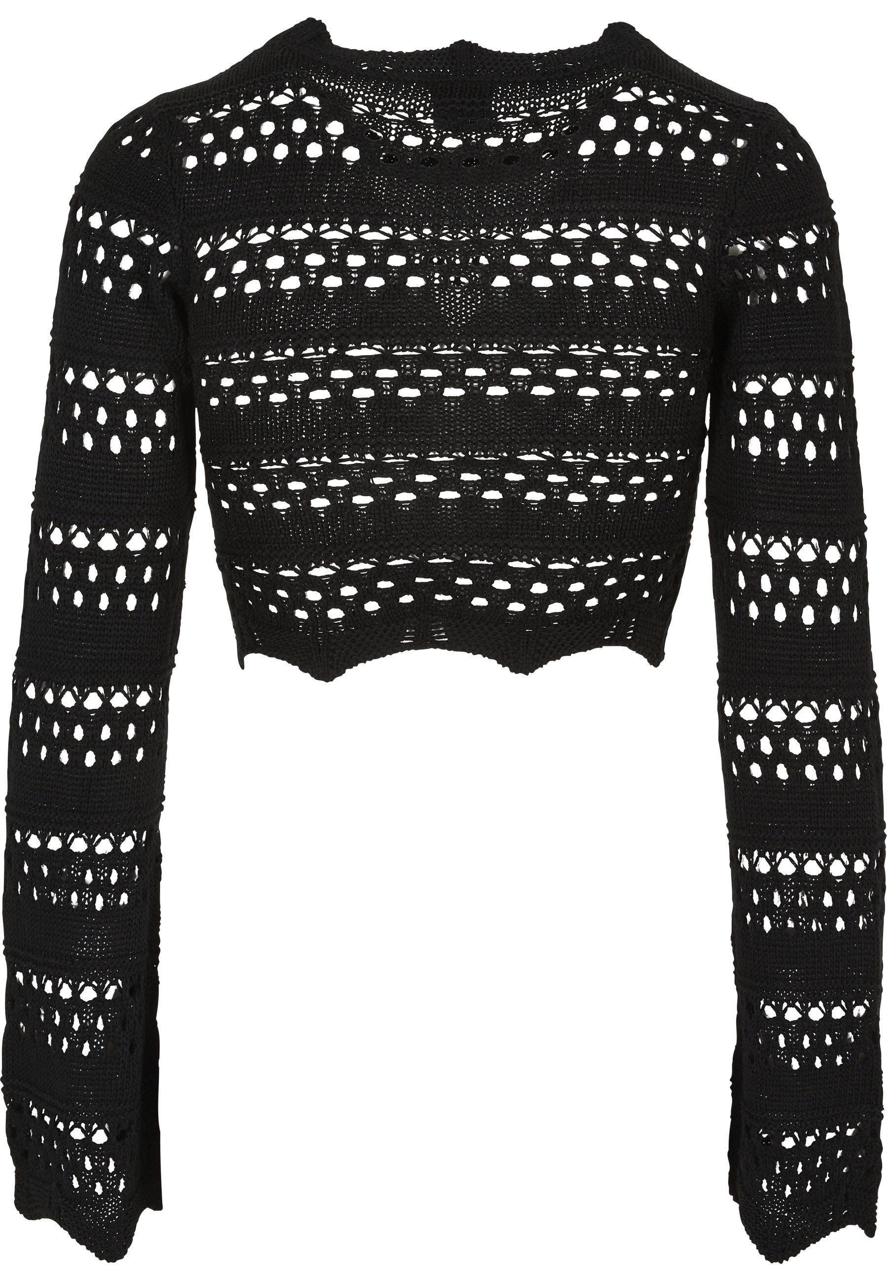 URBAN CLASSICS Rundhalspullover »Urban Classics Damen Ladies Cropped Crochet Knit Sweater« 1 Stk.