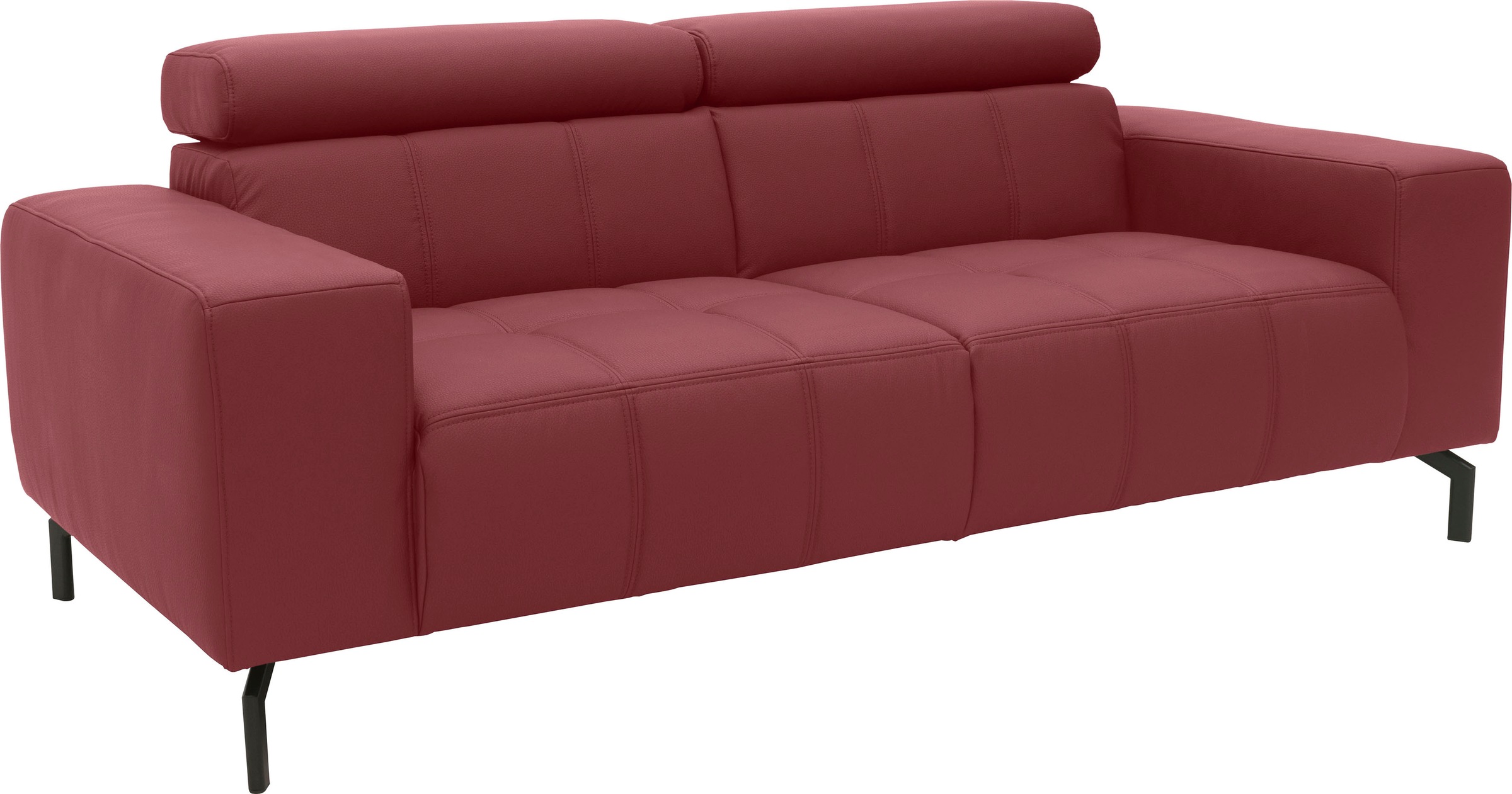 DOMO collection 2-Sitzer »Cunelli zeitlos und elegant, moderne Sitznähte als Designelement,«, wahlweise mit 6-fach verstellbaren Kopfteilen, fester Sitzkomfort