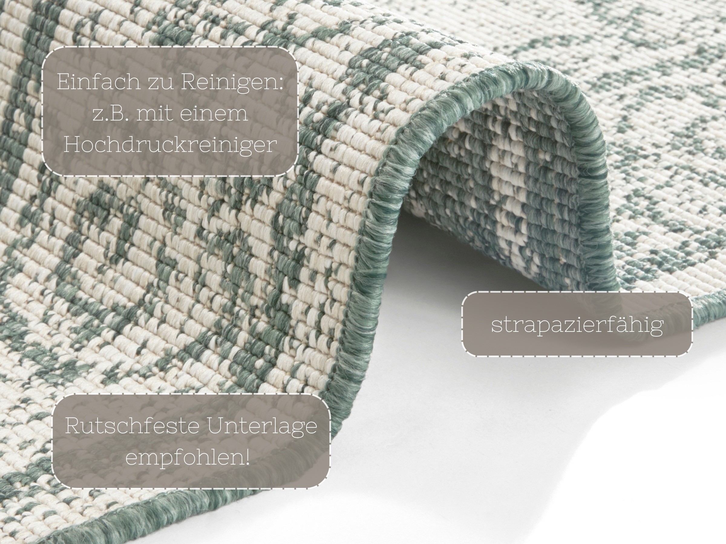 NORTHRUGS Teppich »CEBU Wendeteppich«, rechteckig, 5 mm Höhe, In-& Outdoor, Wetterfest, Balkon, Wohnzimmer, Wasserfest, Orientalisch