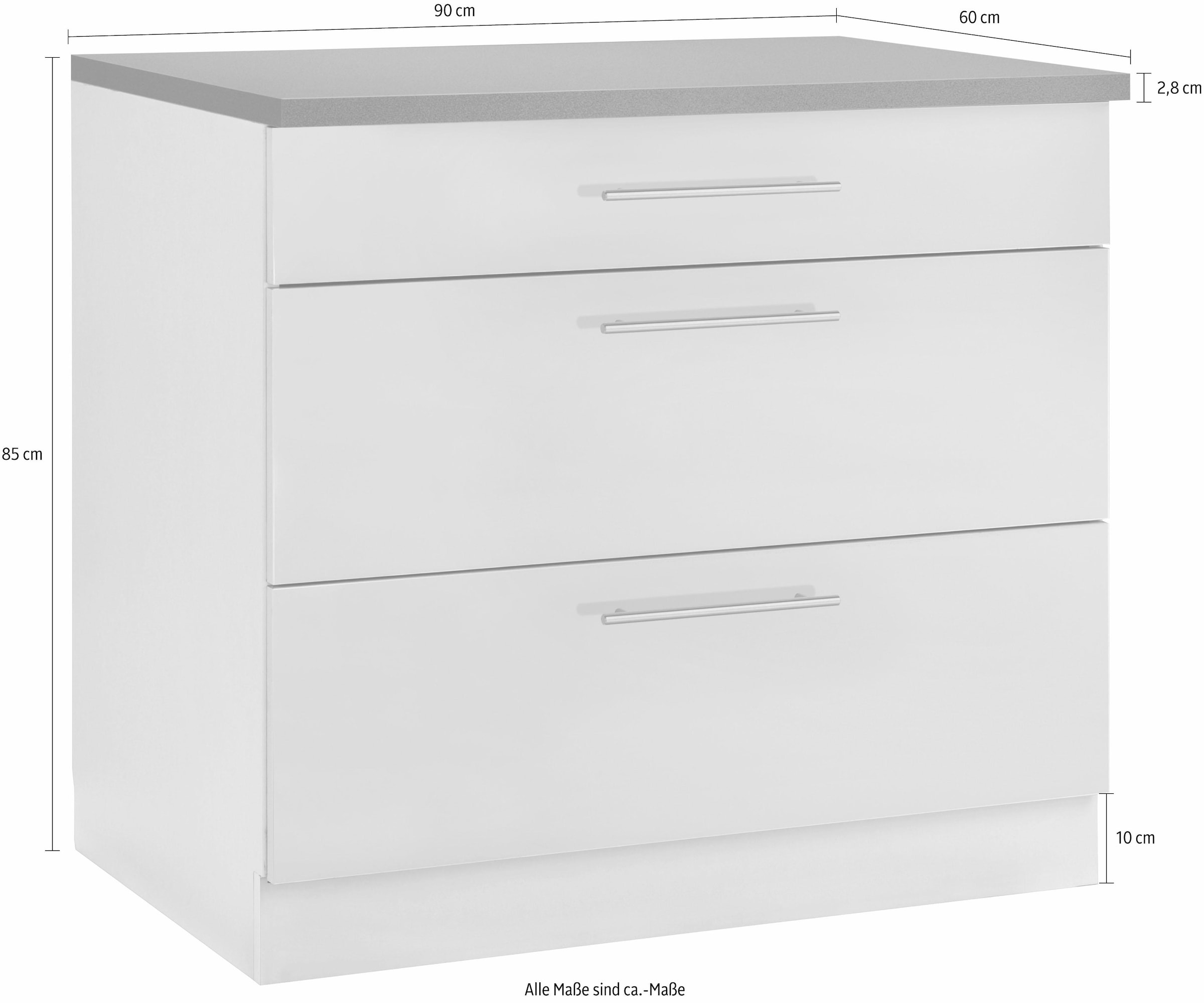 wiho Küchen Unterschrank »Cali«, 90 cm breit, mit 2 großen Auszügen