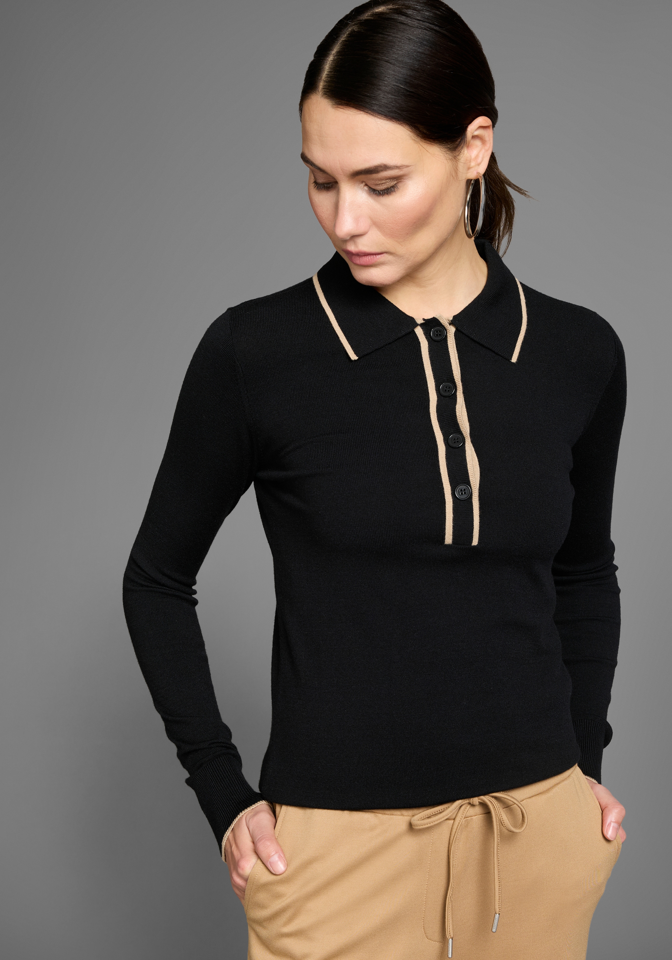 HECHTER PARIS Polokragenpullover, mit dezenter Knopfleiste günstig online kaufen