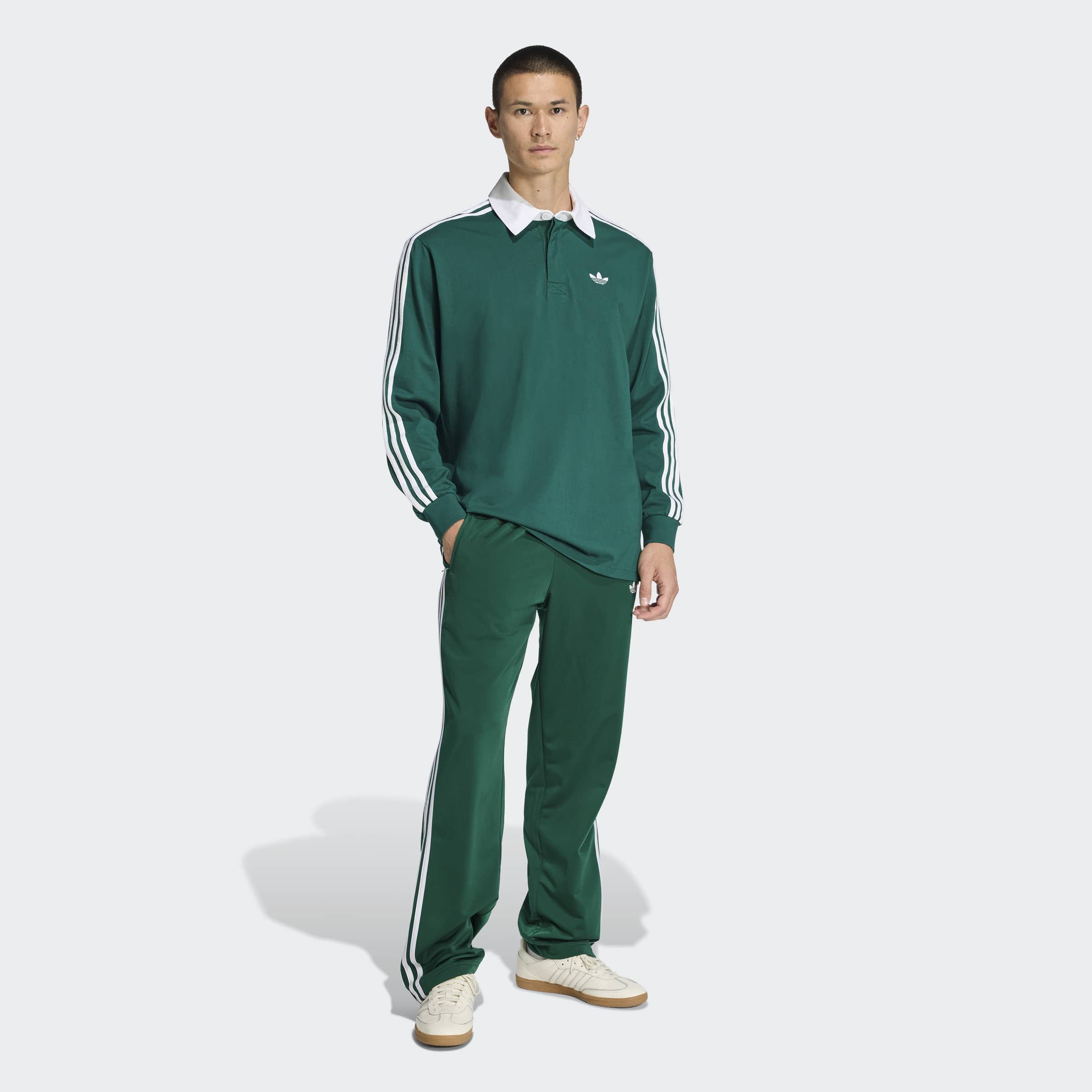 adidas Originals Poloshirt »3-STREIFEN RUGBY LONGSLEEVE POLO« mit Druckknopf, aus Baumwolle