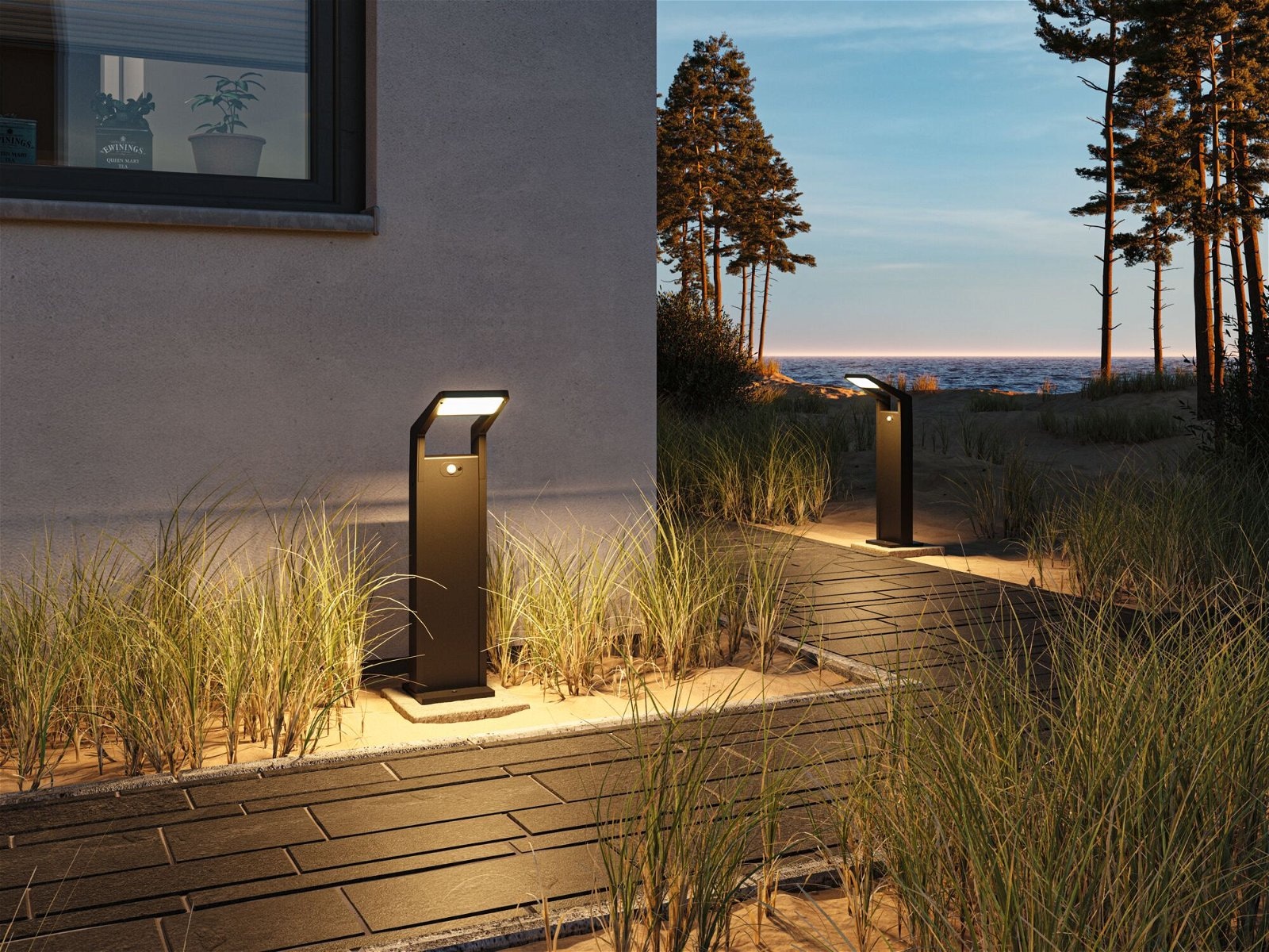 Paulmann LED Pollerleuchte »Juntea IP44 585mm 3000K 11W 900lm 230V Anthrazit Aluminium«, 1 flammig, Bewegungsmelder