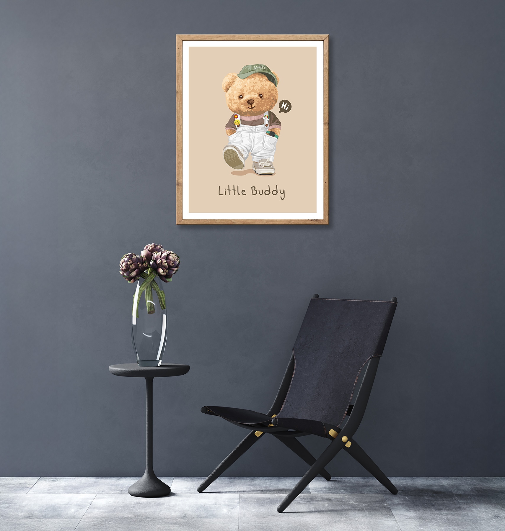 Bönninghoff Bild mit Rahmen »Wandbild gerahmt LITTLE BUDDY 40x50 cm – Kinderzimmer Wanddeko Bär« Bär | Sprüche & Texte | Teddy 1 Stk. tlg. mit dekorativem Rahmen