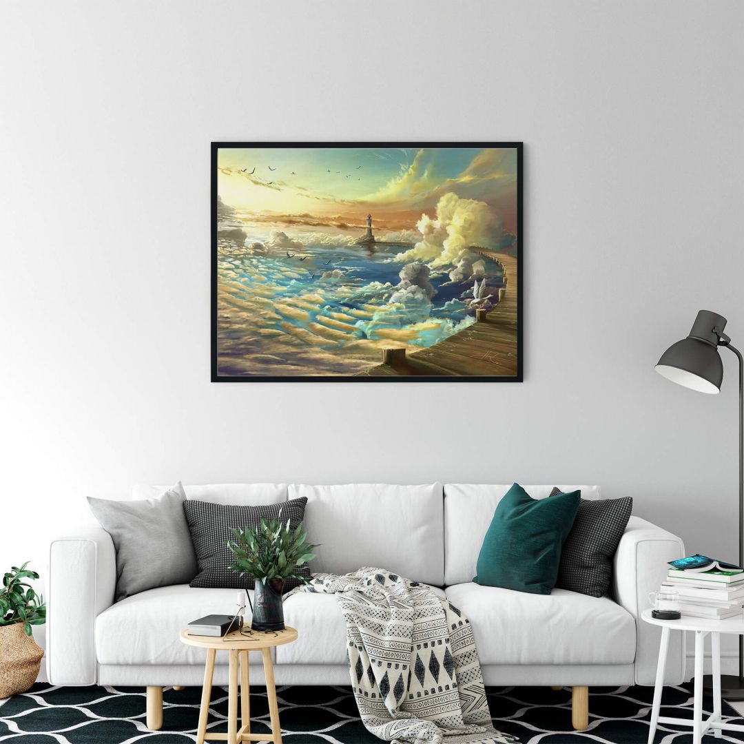 Wall-Art Poster »Surrealismus Bild Ufer kaufen (1 Bild, Himmels«, Wandbild, BAUR St.), des Schriftzug, Wandposter | Poster