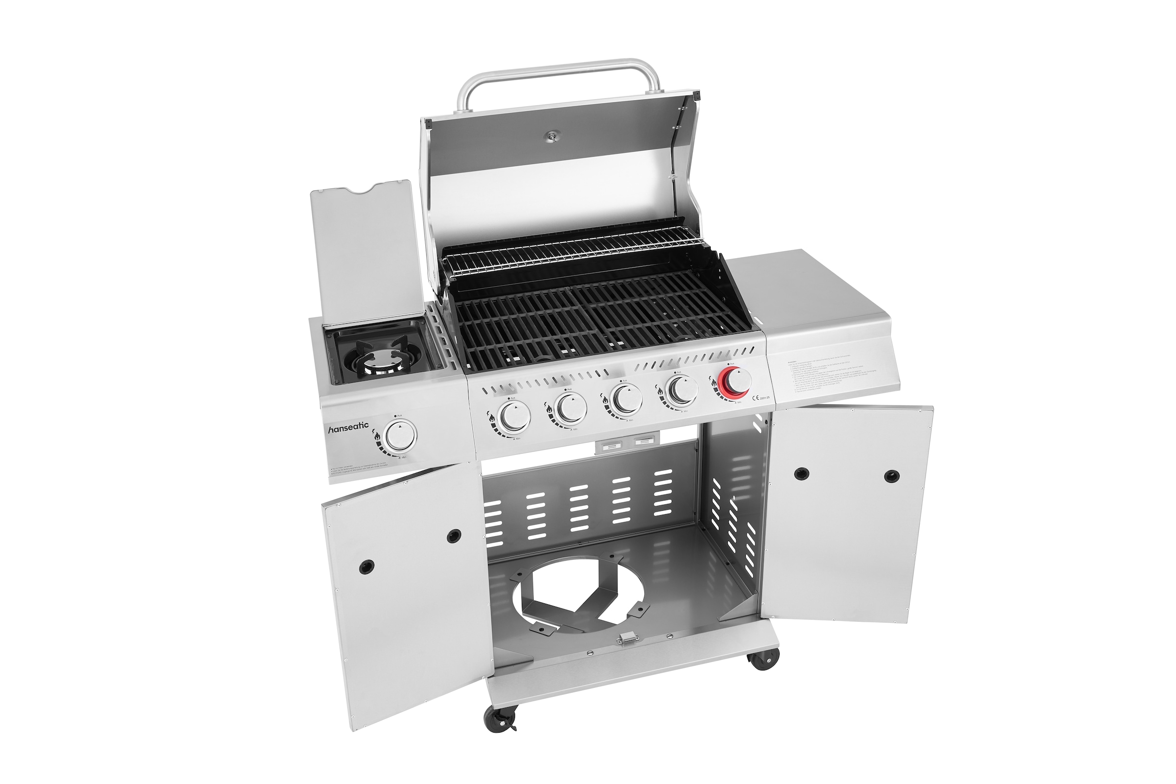 Hanseatic Gasgrill »Richland« BxTxH: 134,7 x 57 x 117 cm, 21,5 kW Gesamt, Edelstahl-Turbobrenner