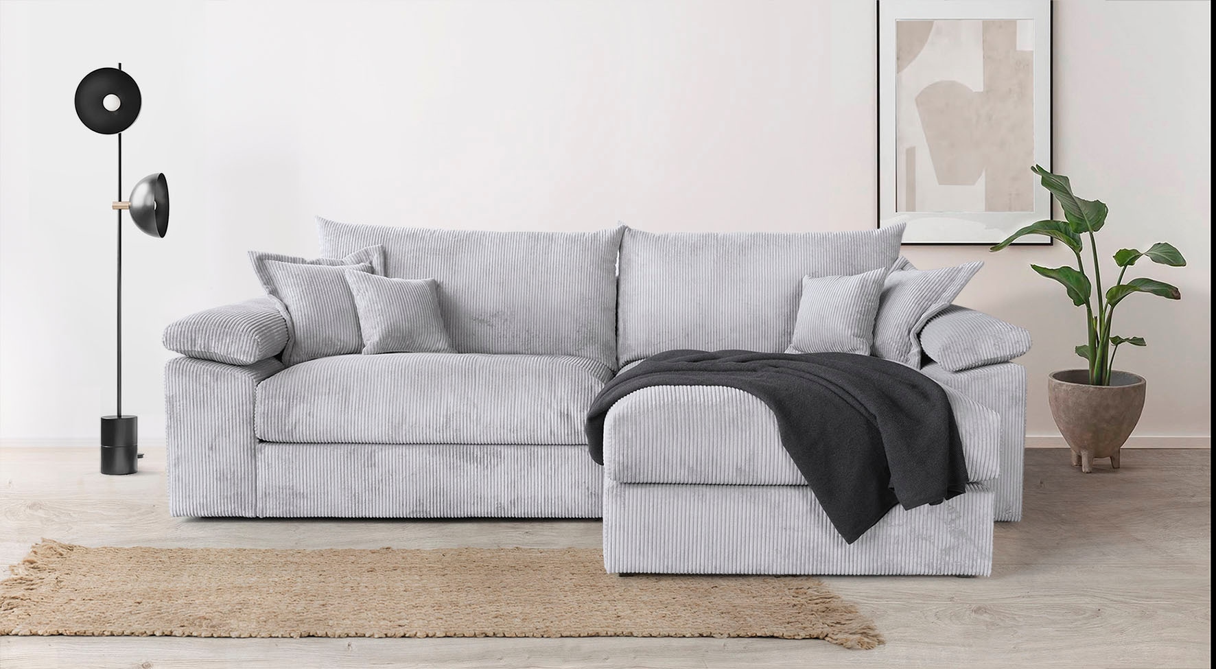 Home affaire Ecksofa »Soft&Cosy XXL L-Form - Breite 303 cm«, Mega-Sofa, in Cord, Federkern-Polsterung