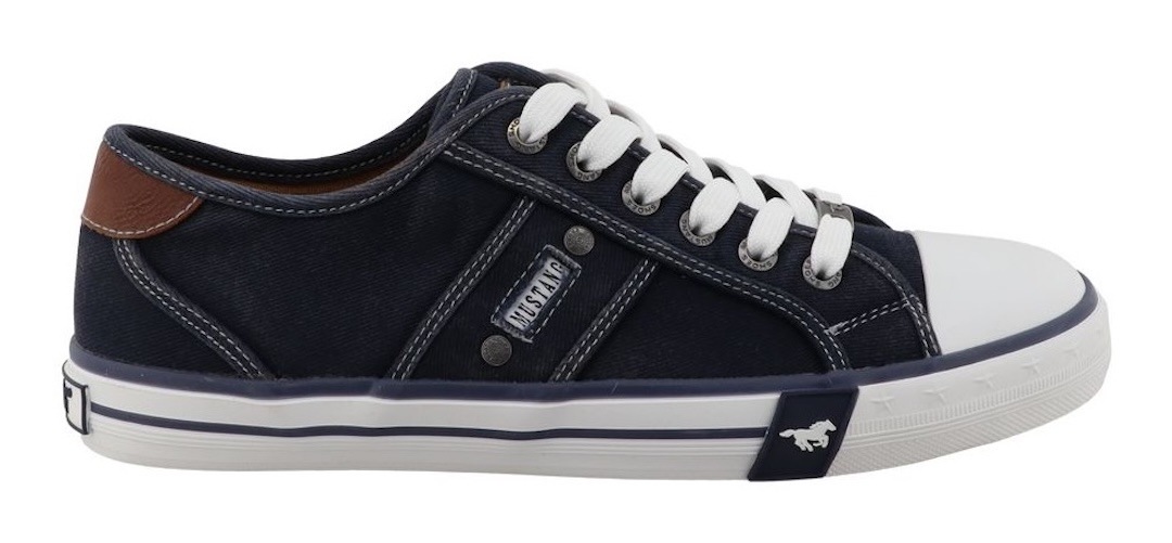Sneaker MUSTANG SHOES "Calogero", Herren, Gr. 41, navy, Baumwolle, Schuhe Sneaker, Freizeitschuh, Halbschuh, Schnürschuh mit modischen Kontrastnähten 3