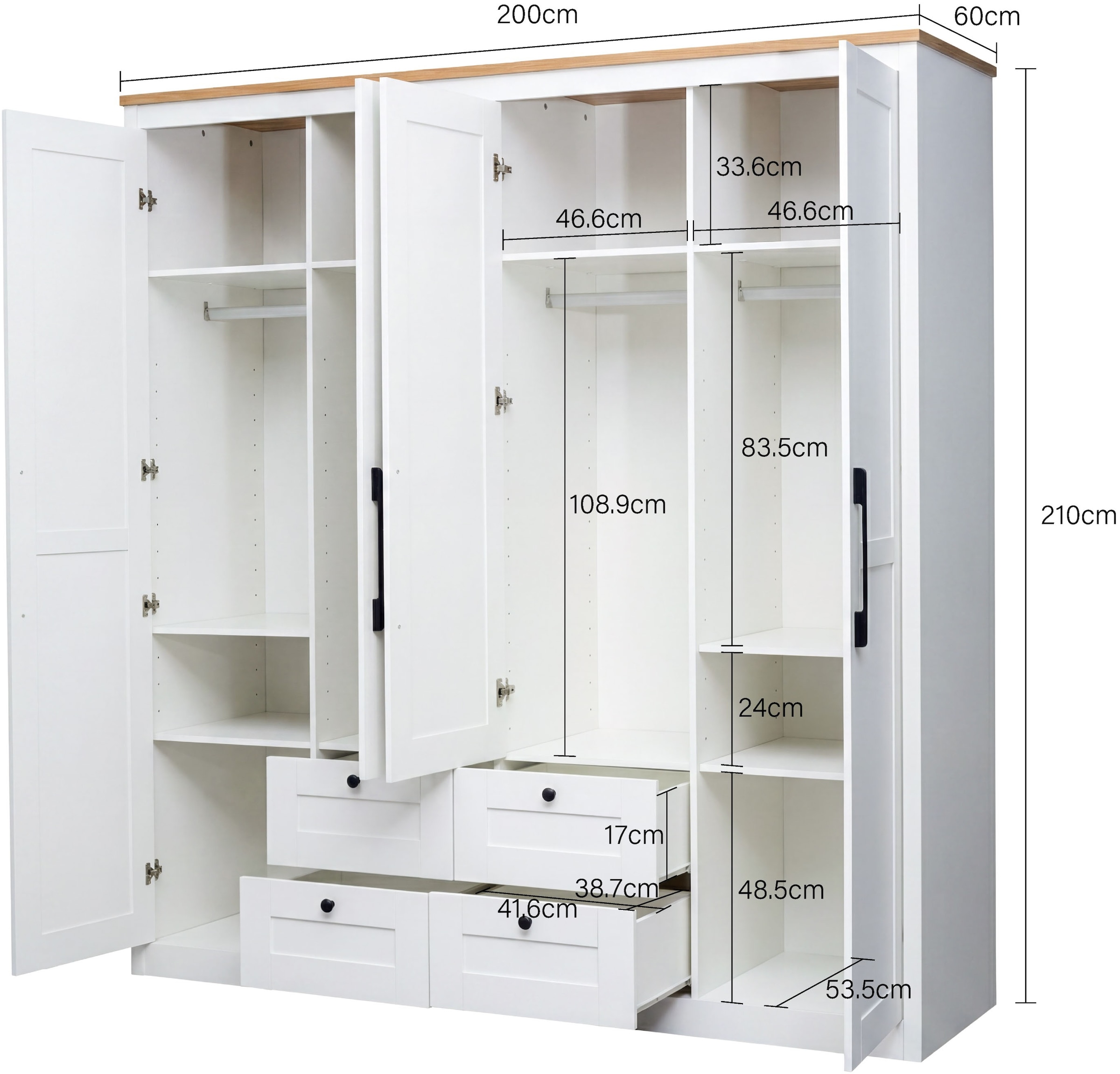 OTTO home Kleiderschrank »Büsum Schlafzimmer Schrank mit 4 Türen und Spiegel« Schlafzimmerschrank Landhaus Design Garderobe Schrank Bestseller
