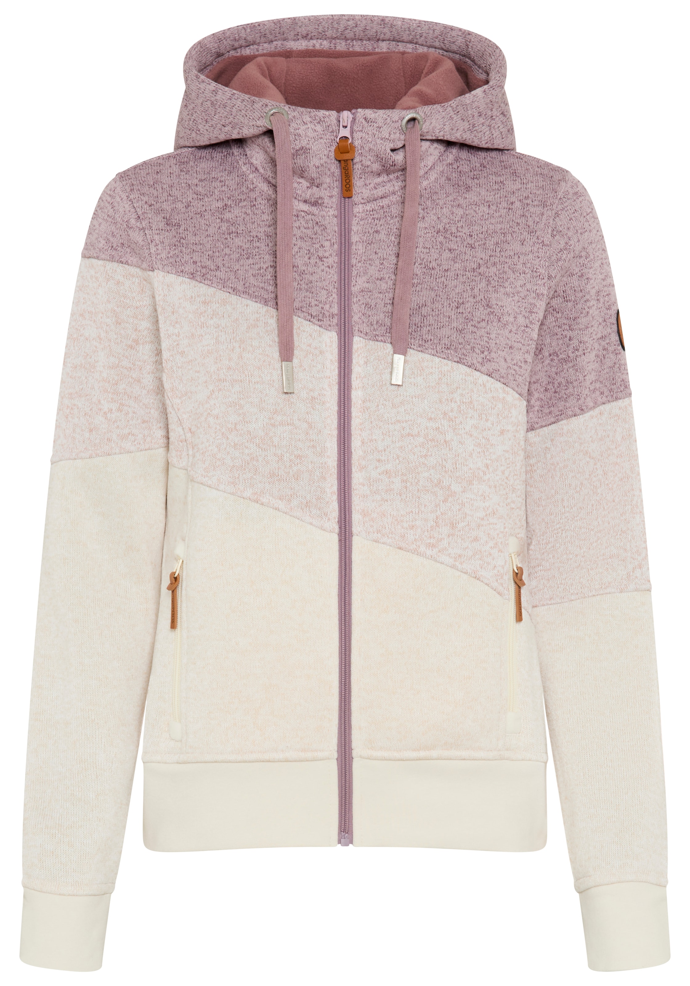 KangaROOS Strickfleecejacke mit Kapuze mit Kapuze, hüftlange Form