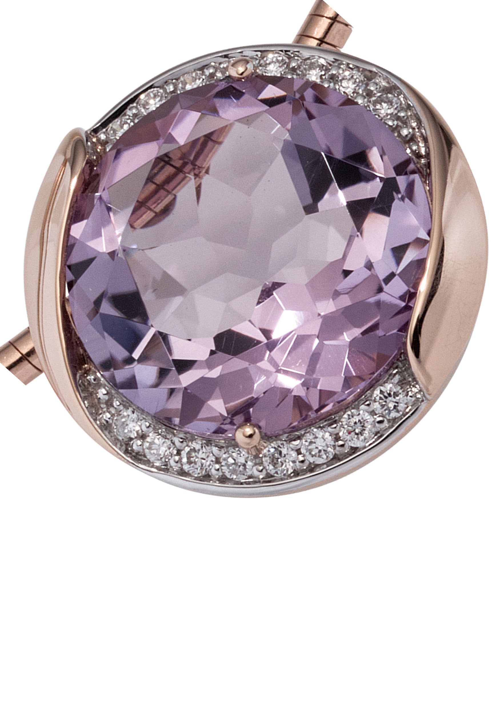 JOBO Kettenanhänger »Anhänger mit Amethyst und 16 Diamanten«, rund 585 Roségold