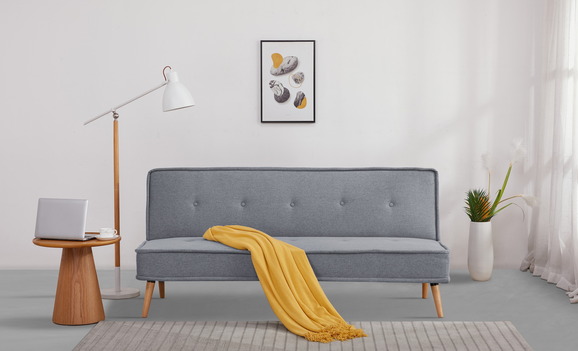 INOSIGN Schlafsofa »ARBON,183cm, klappbarer 3-Sitzer mit verstellbarer Rückenlehne und«, Bettfunktion, Webstoff und Kunstleder