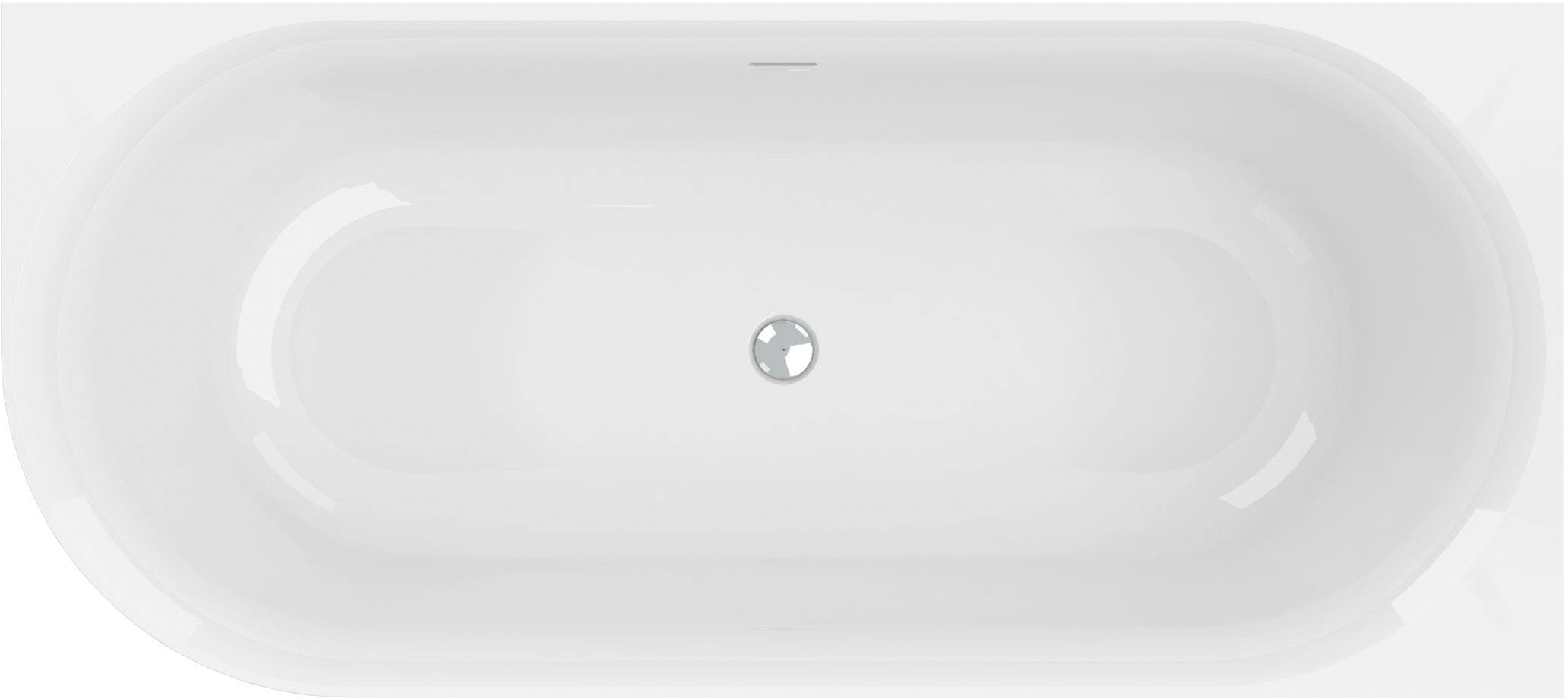 OTTOFOND Badewanne »Mince Corner links 180 cm weiß«, (1 tlg.), inkl. Ablaufgarnitur, Schlitzüberlauf, Fußgestell, schmale Wannenkante