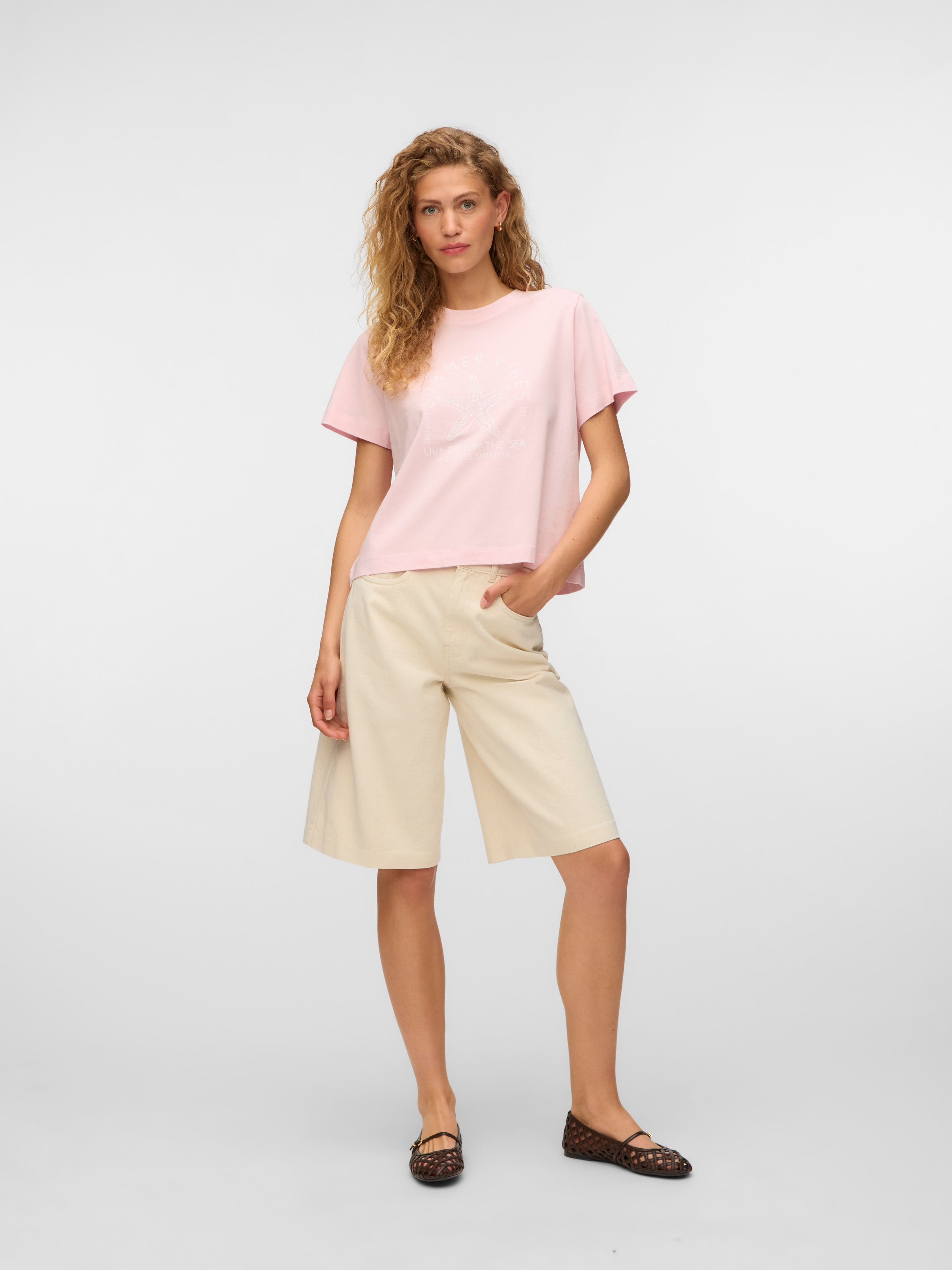 Vero Moda Kurzarmshirt »VMPALMA METTE SS TOP BOX JRS« Baumwolle