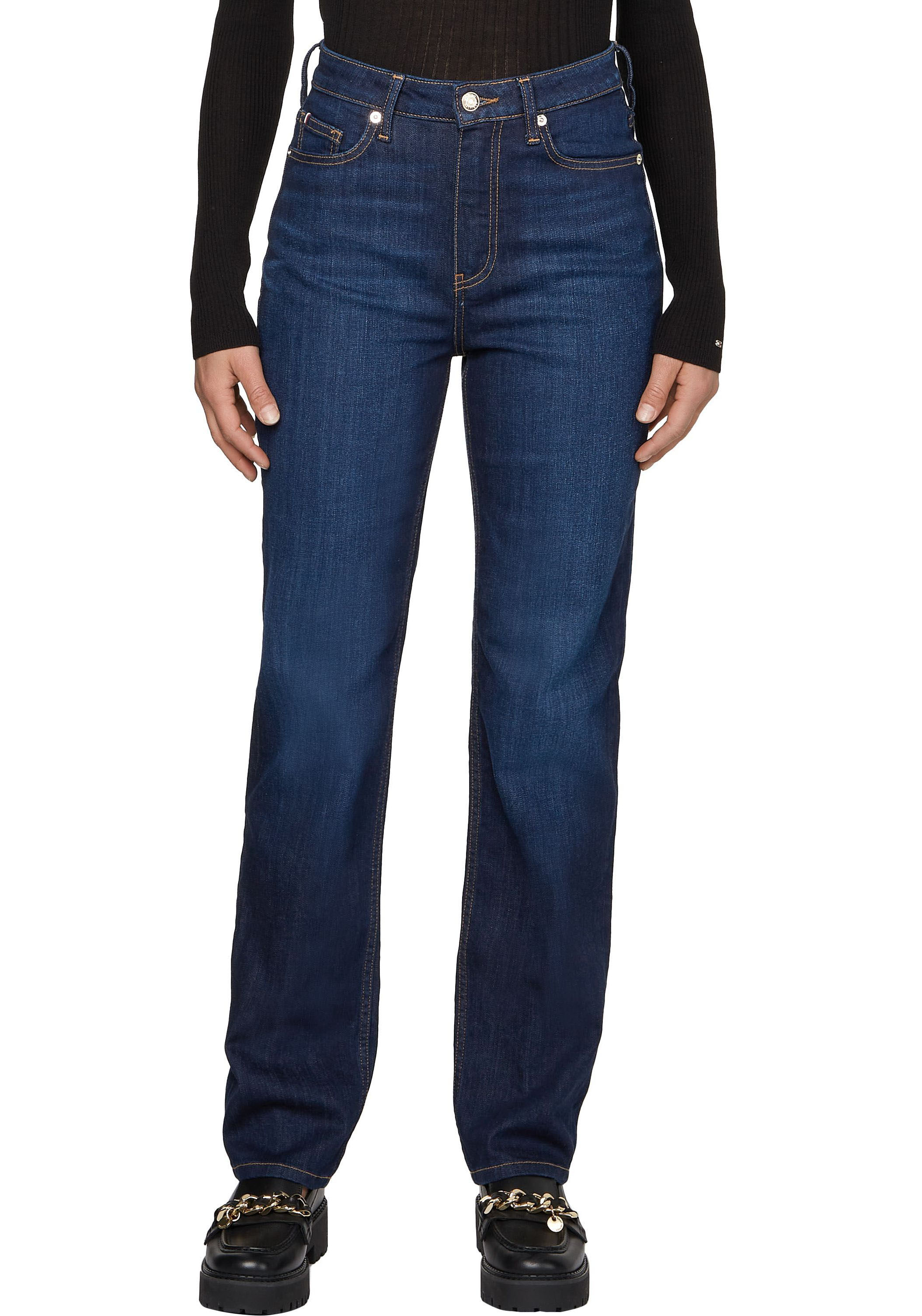 tommy hilfiger -  Straight-Jeans, mit Leder-Brandlabel