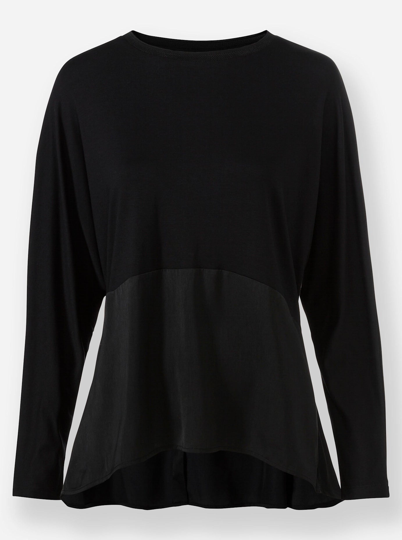 Langarmshirt HEINE "Shirt", Damen, Gr. 48, schwarz, 95% Viskose, 5% Elasthan, Besatz:100% Polyester, unifarben, Rundhals, Shirts Langarmshirt 2