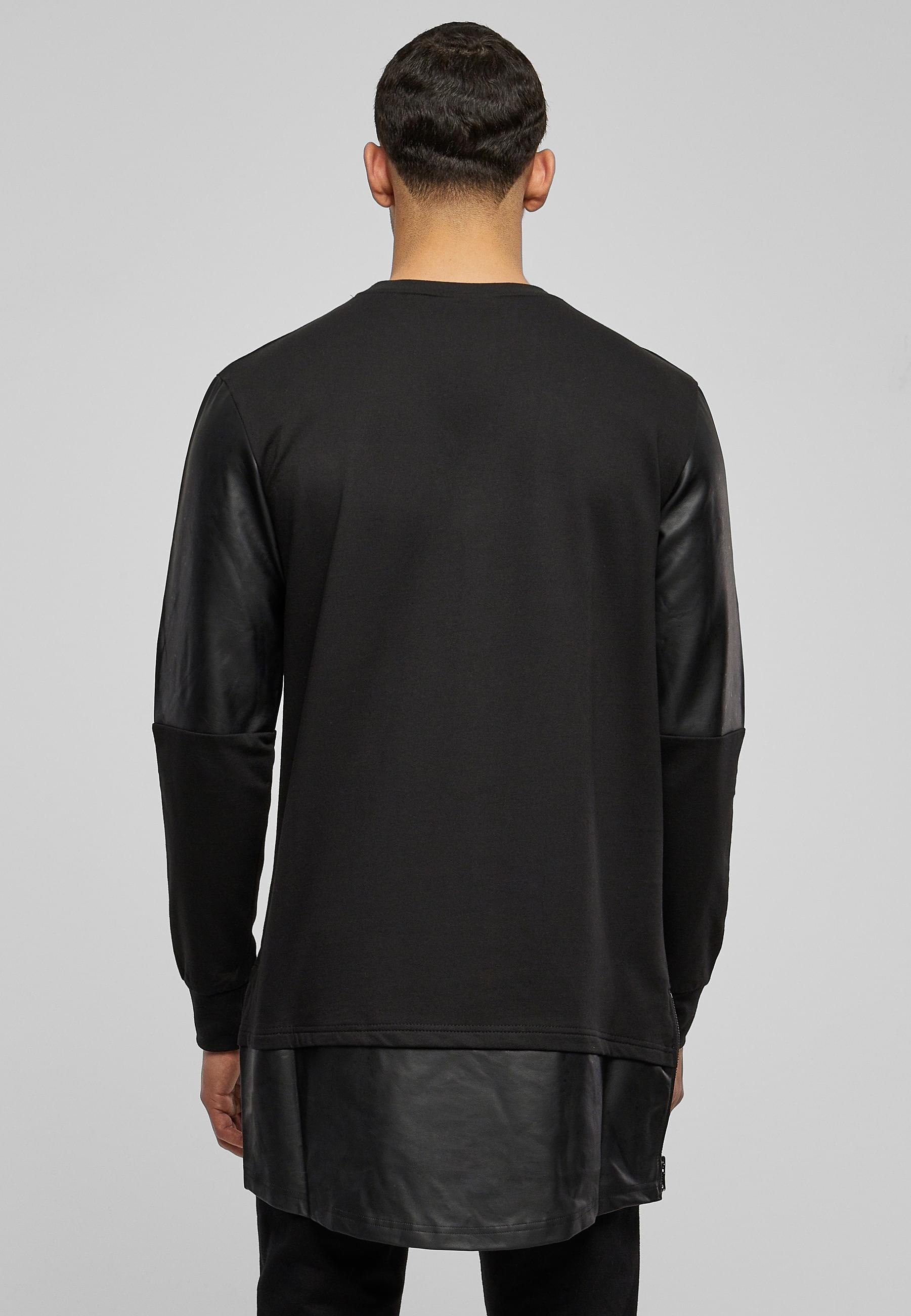 URBAN CLASSICS Rundhalspullover »Urban Classics Herren Long Zipped Synthetic Leather Crewneck«, (1 tlg.)