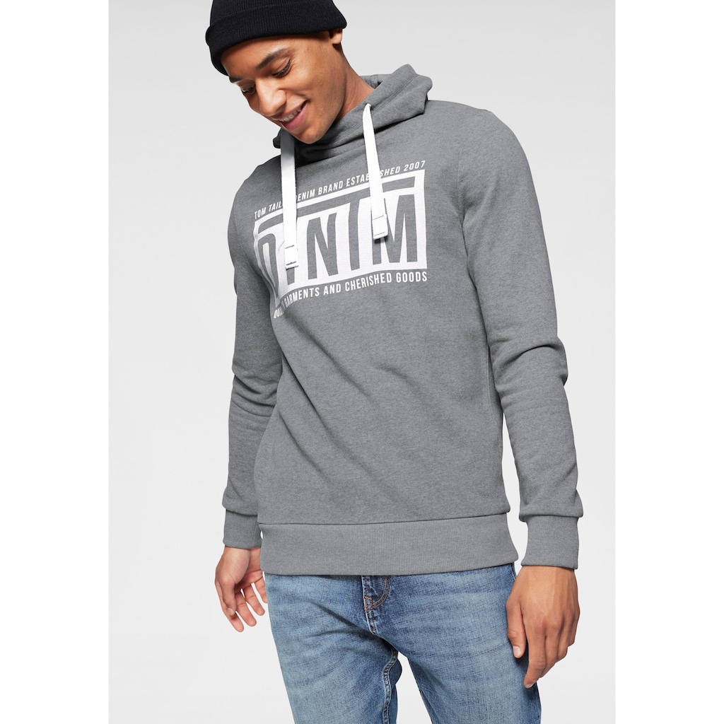 TOM TAILOR Denim Kapuzensweatshirt, mit Cross-over Kragen