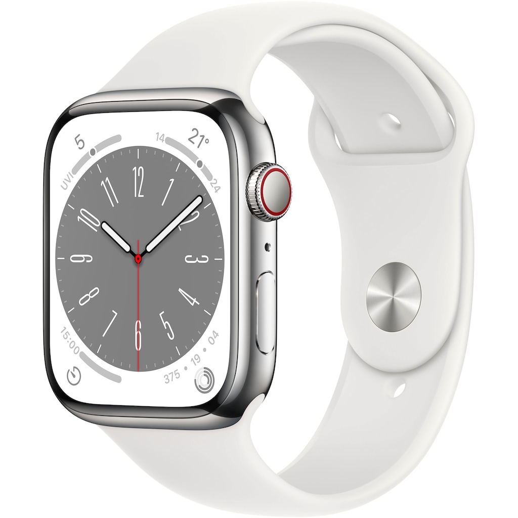 Apple Watch »Watch Series 8 GPS + Cellular 45mm Edelstahl Sportarmband«