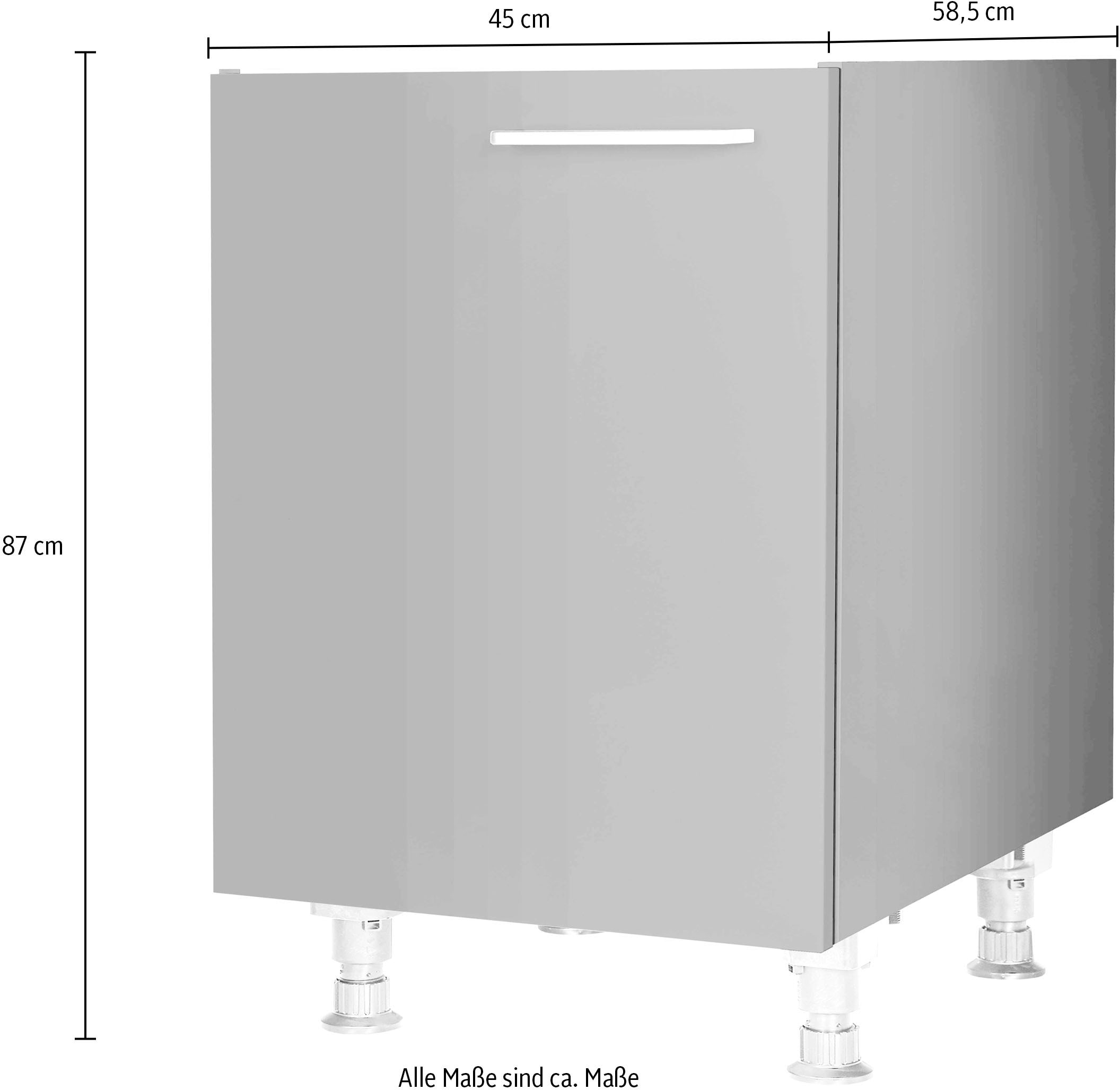 nobilia® Spülenschrank »"Touch", Ausrichtung wählbar, vormontiert, in den Breiten«, 45 und 60 cm, mit höhenverstellbaren Sockelfüßen