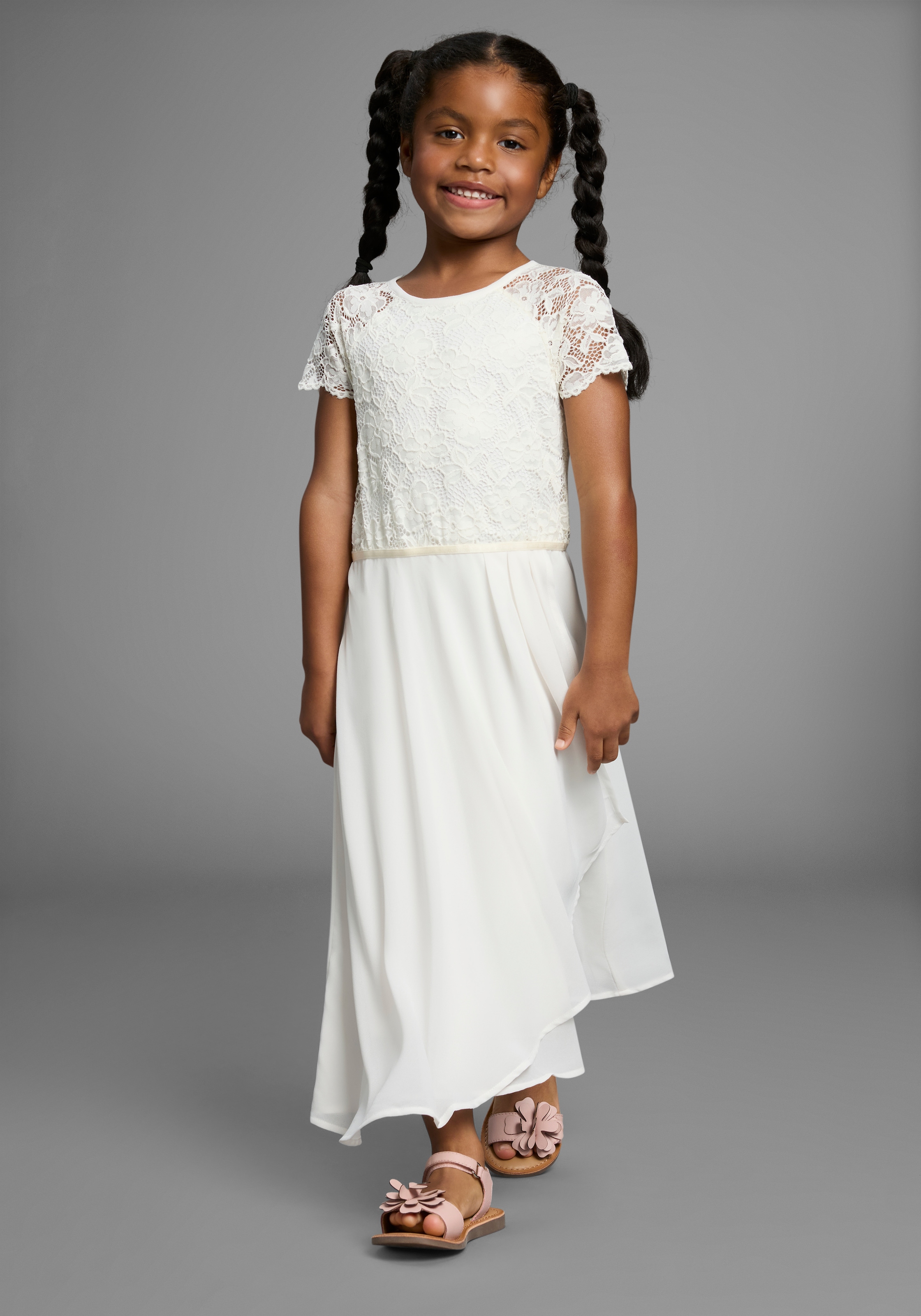 KIDSWORLD Jerseykleid »Festliches Kleid mit Spitze«, Elegantes Kleid mit Spitze und Chiffon